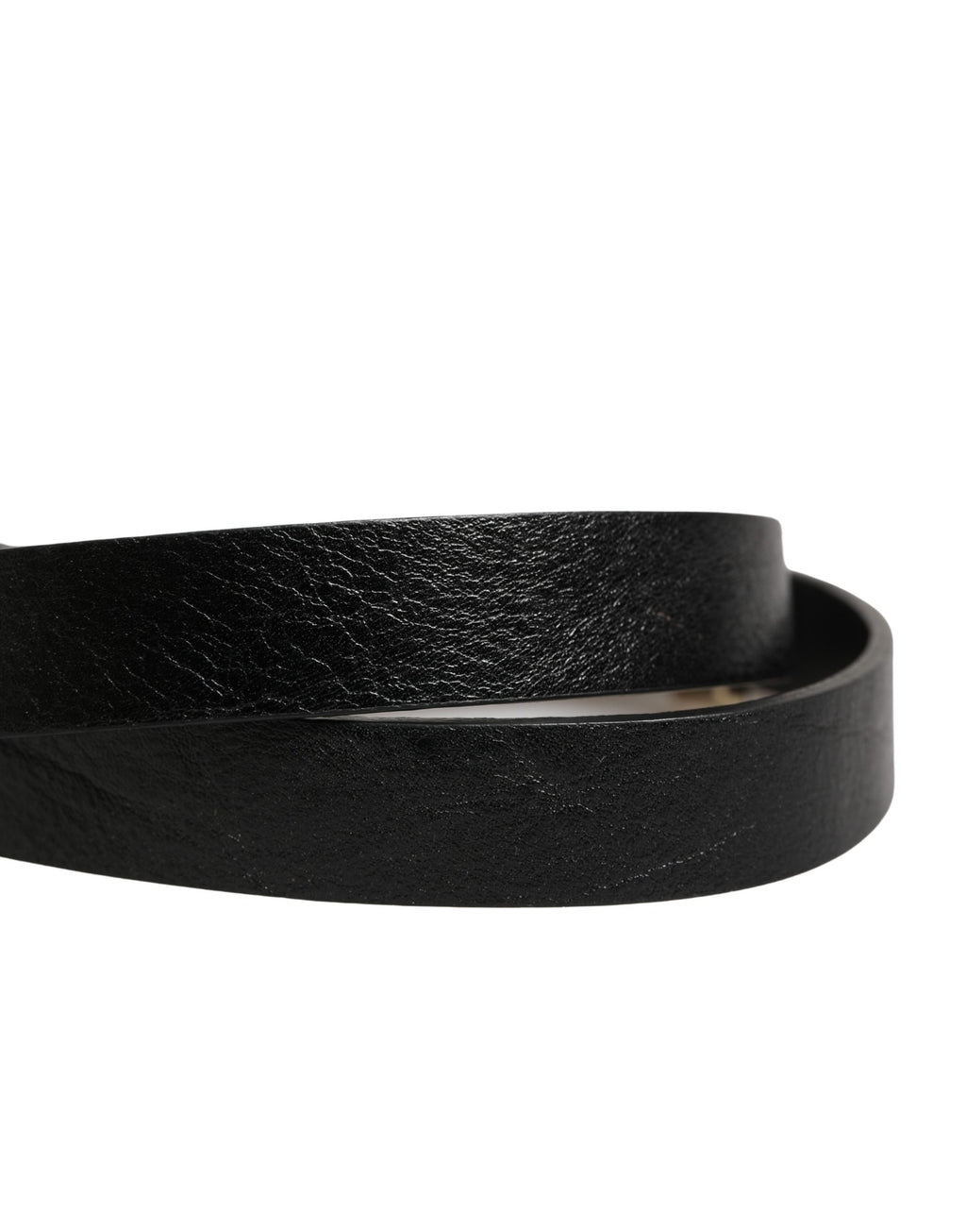 Ceinture taille GF Ferre en cuir noir avec boucle en laiton doré fine