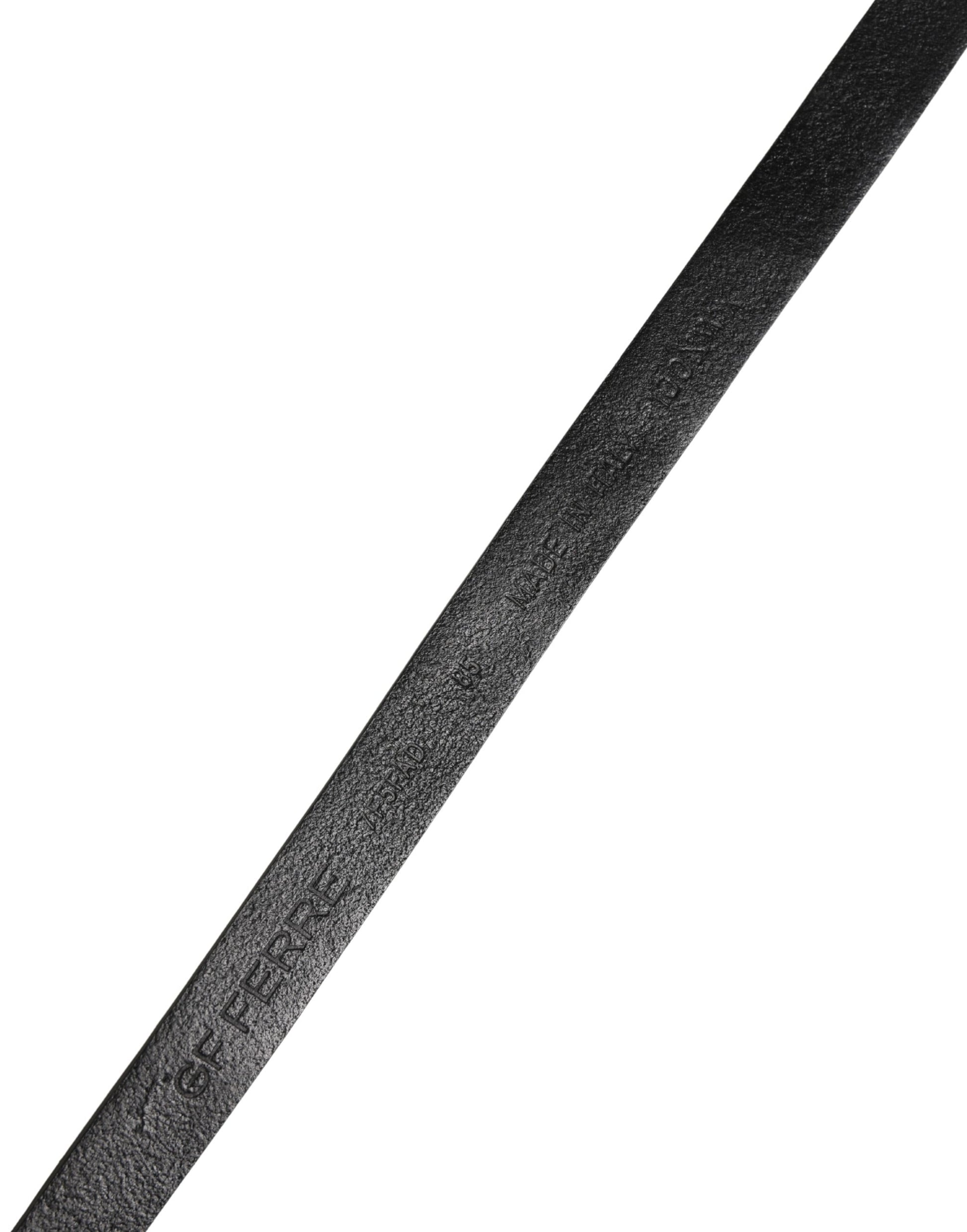 Ceinture taille GF Ferre en cuir noir avec boucle en laiton doré fine
