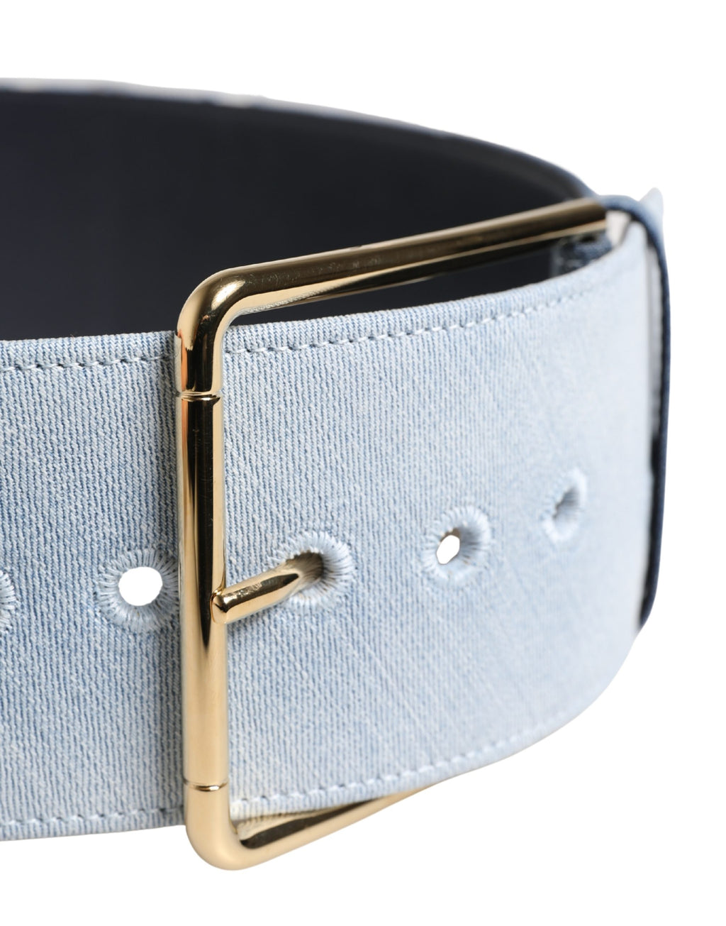 Ceinture Dolce & Gabbana en jean bicolore bleu avec boucle en métal doré