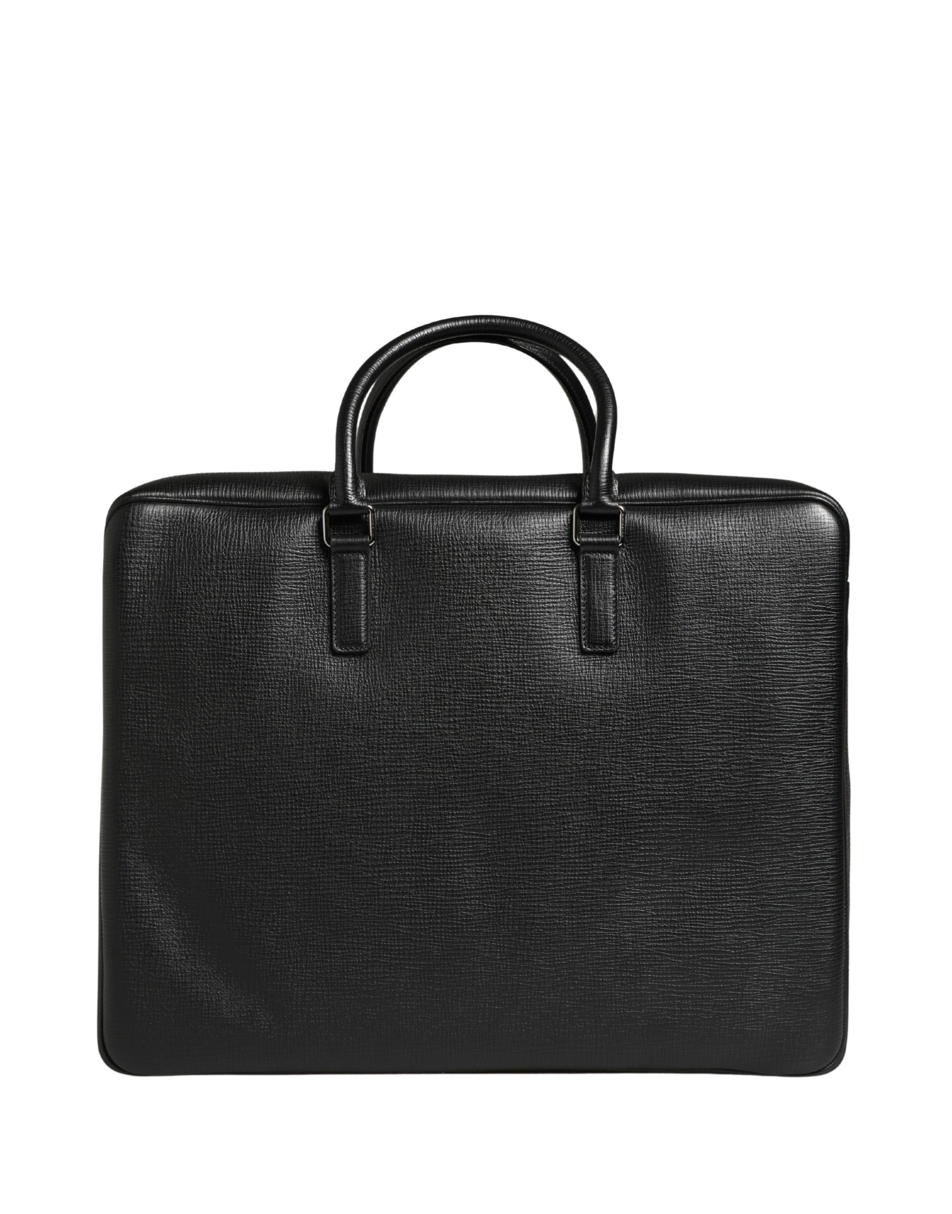 Sac de voyage en cuir avec application voiture Dolce & Gabbana noir