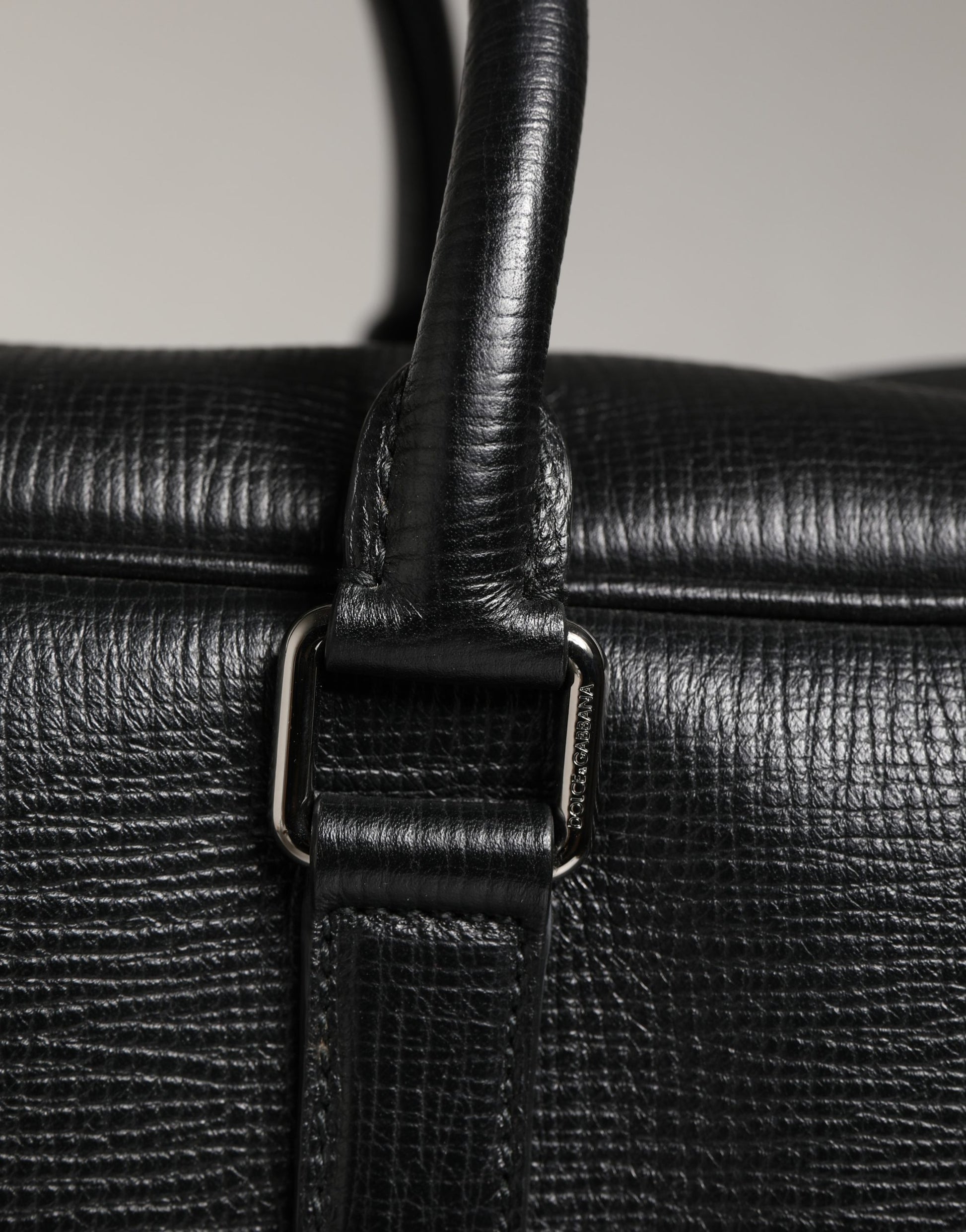 Sac de voyage en cuir avec application voiture Dolce & Gabbana noir