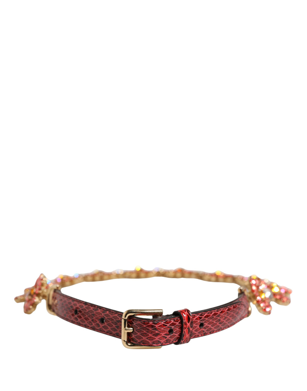 Ceinture Dolce & Gabbana en cuir rouge ornée de cristaux marguerites