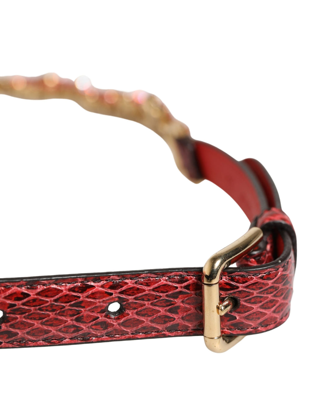 Ceinture Dolce & Gabbana en cuir rouge ornée de cristaux marguerites
