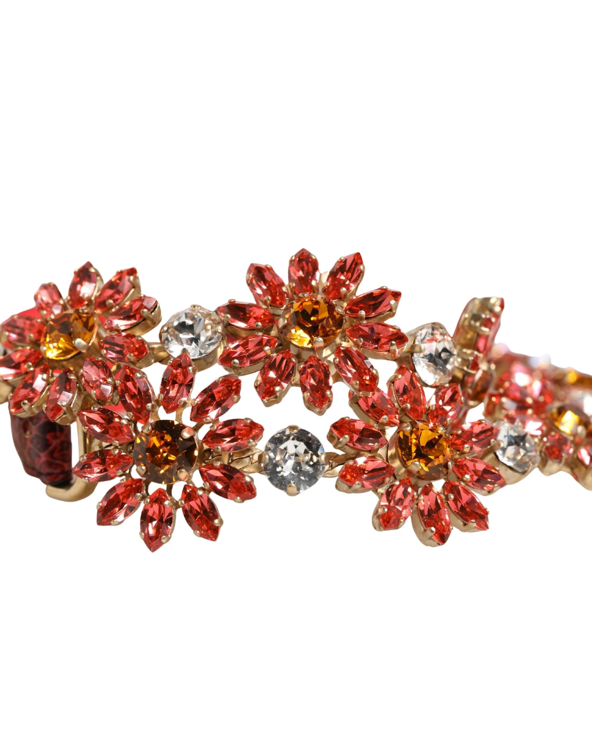 Ceinture Dolce & Gabbana en cuir rouge ornée de cristaux marguerites