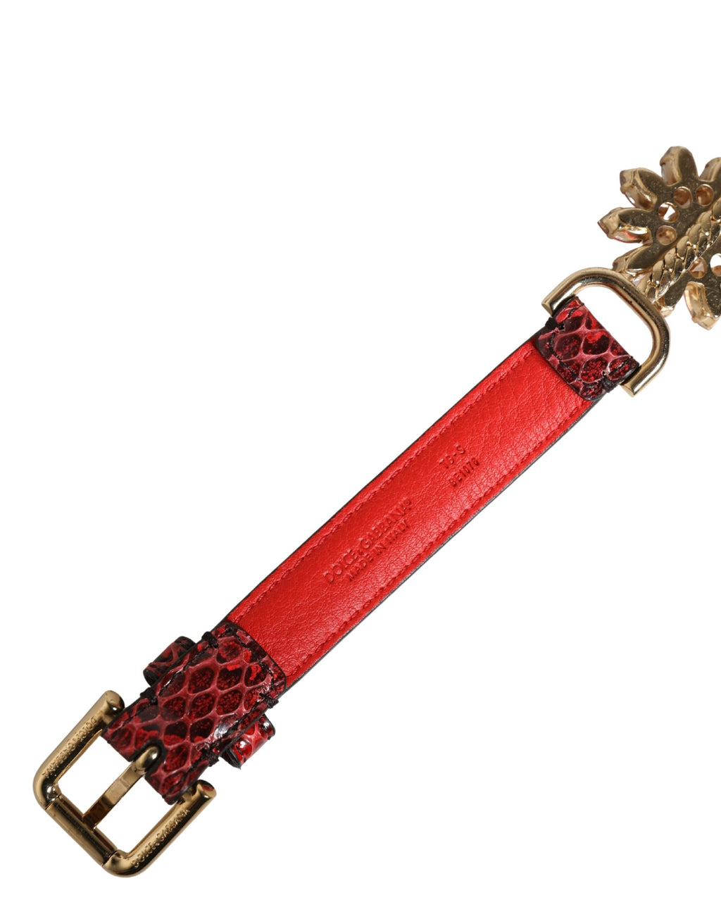 Ceinture Dolce & Gabbana en cuir rouge ornée de cristaux marguerites
