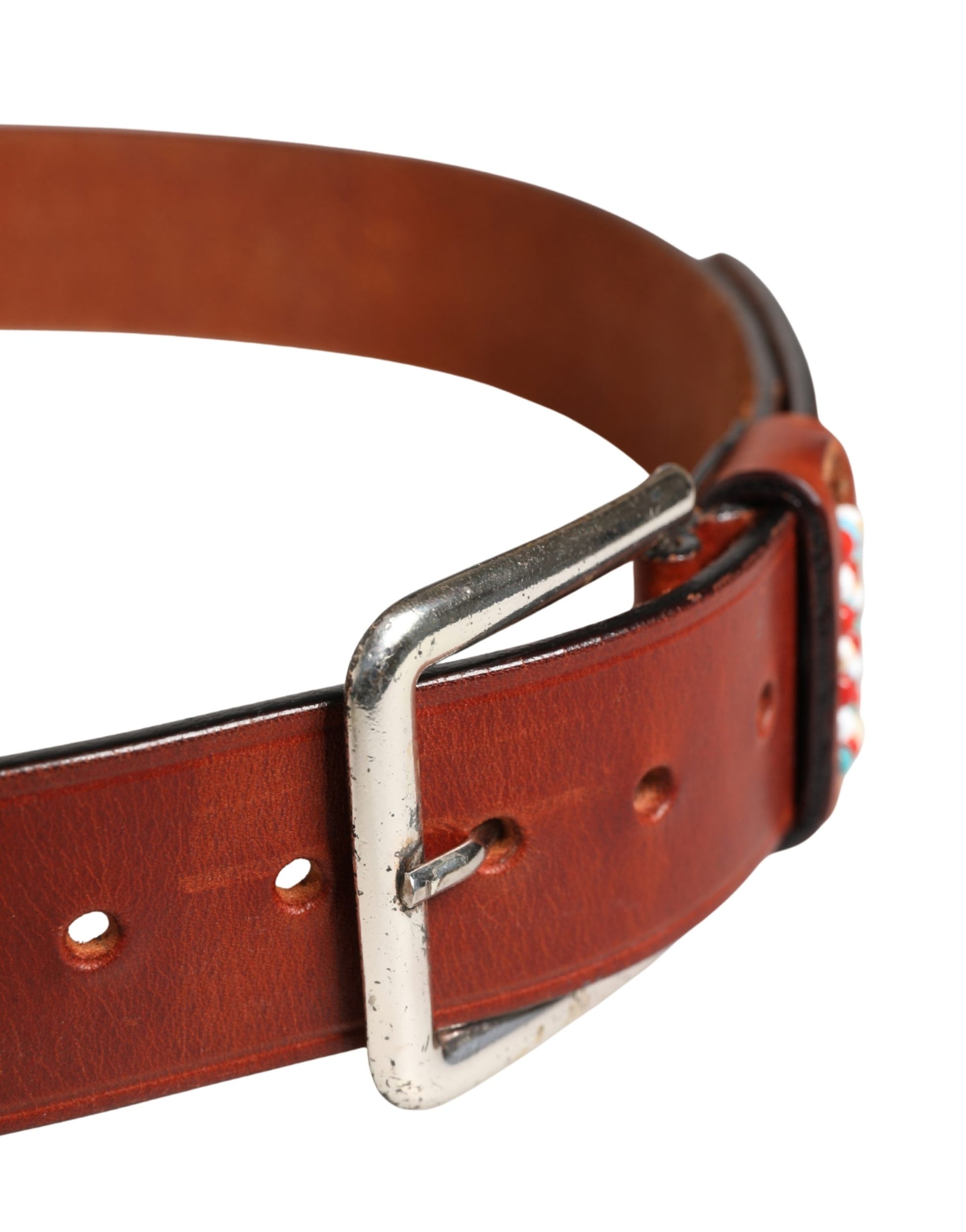 Ceinture large en cuir bordeaux GF Ferre avec boucle dorée et argentée