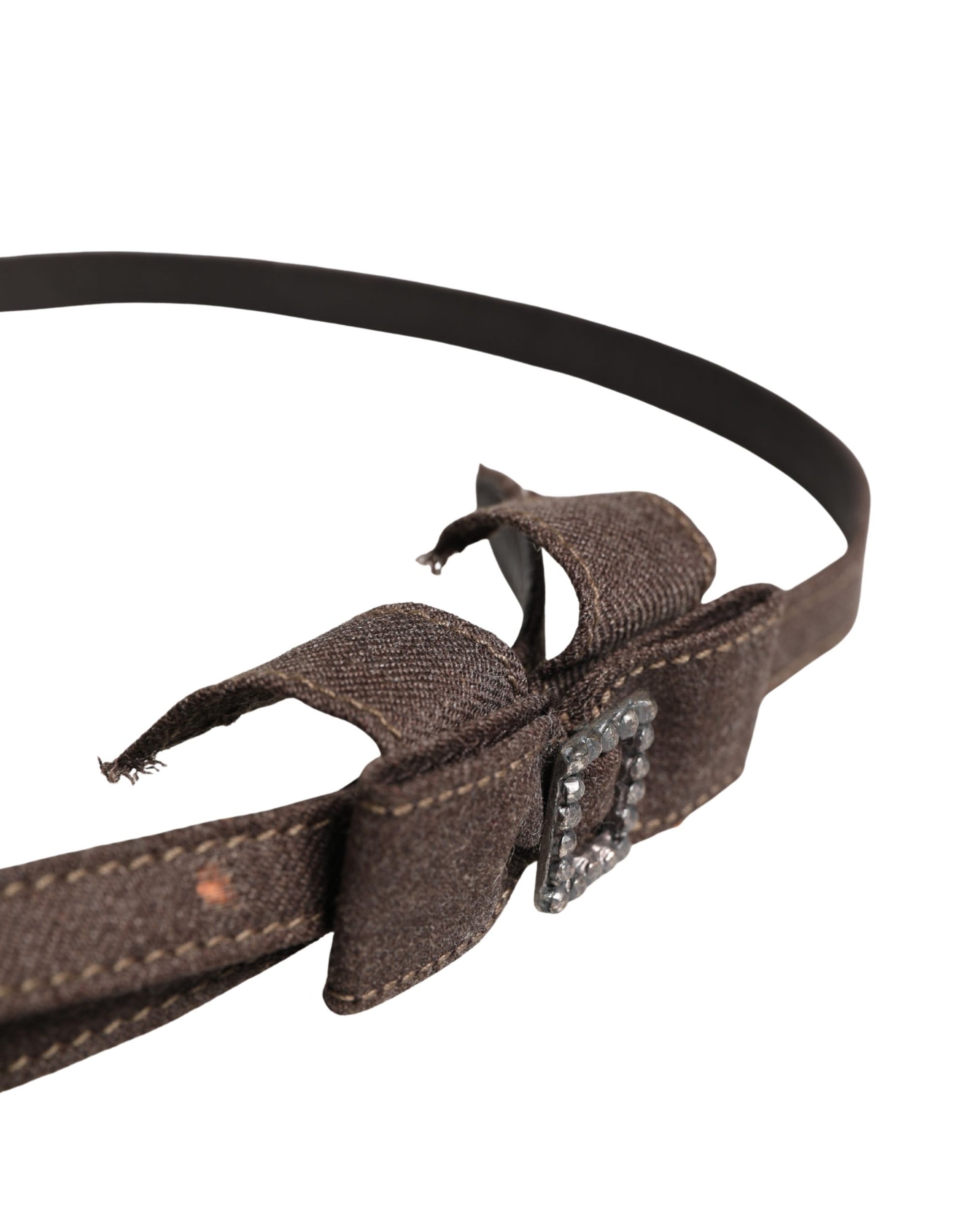 Ceinture Ermanno Scervino en Laine Marron Foncé avec Nœud et Boucle Ornée