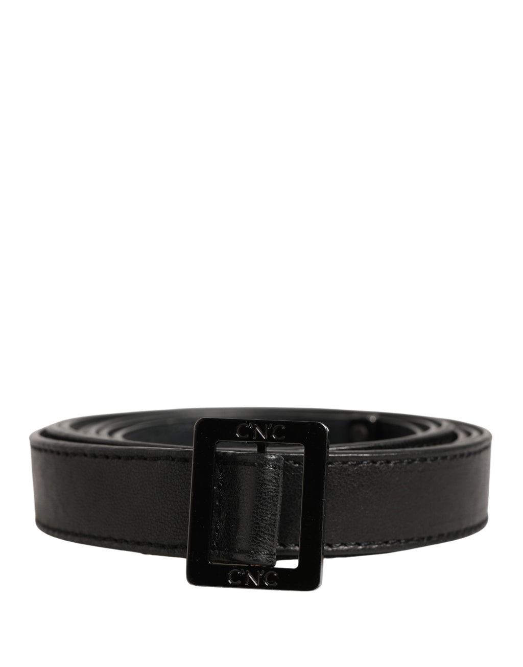 Ceinture Costume National en cuir noir avec boucle carrée en métal