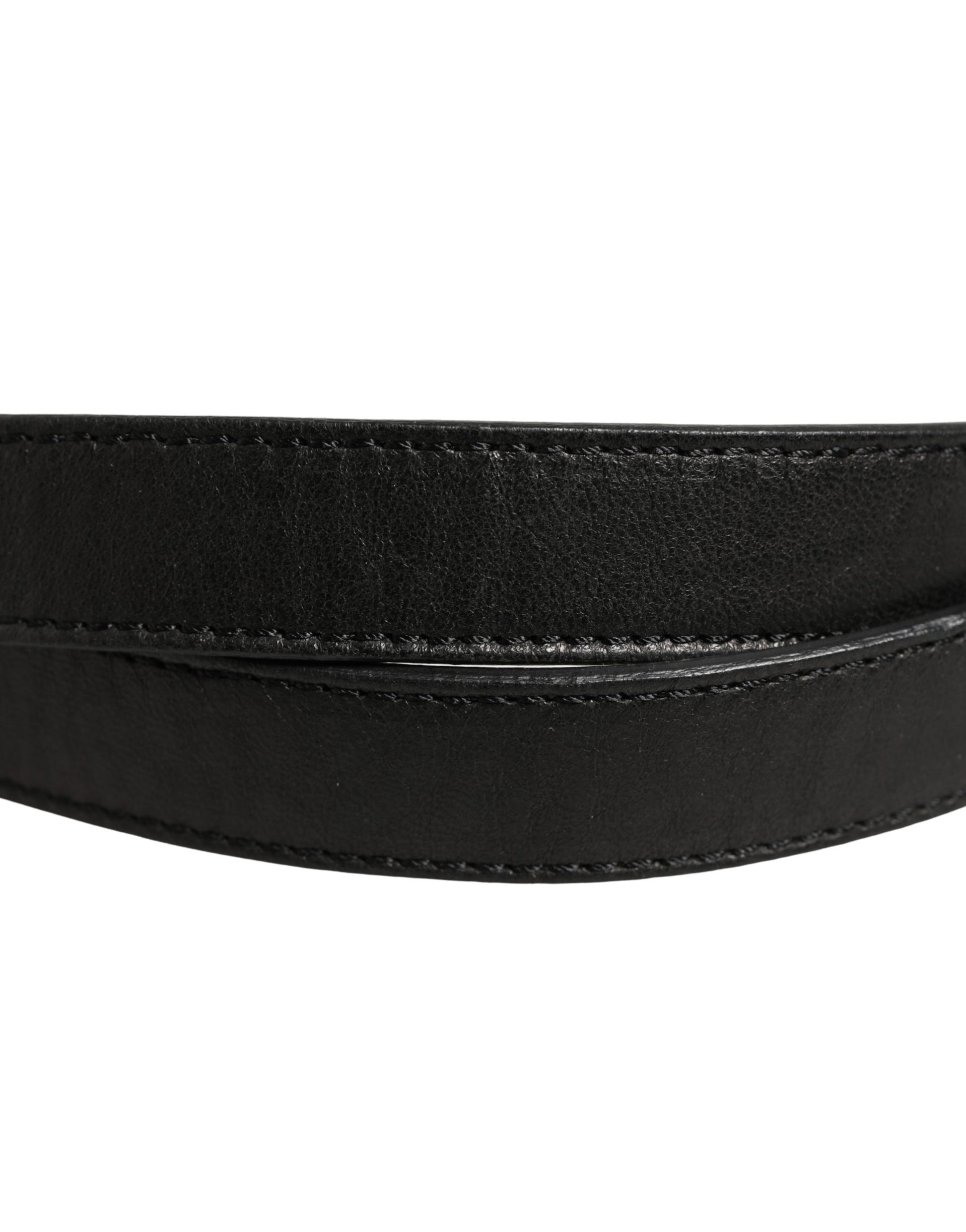 Ceinture Costume National en cuir noir avec boucle carrée en métal