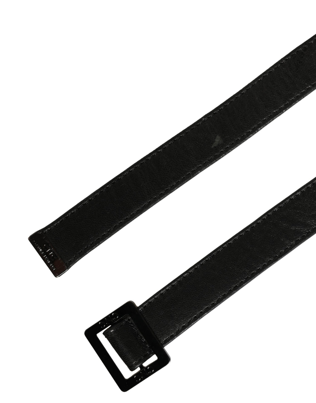 Ceinture Costume National en cuir noir avec boucle carrée en métal