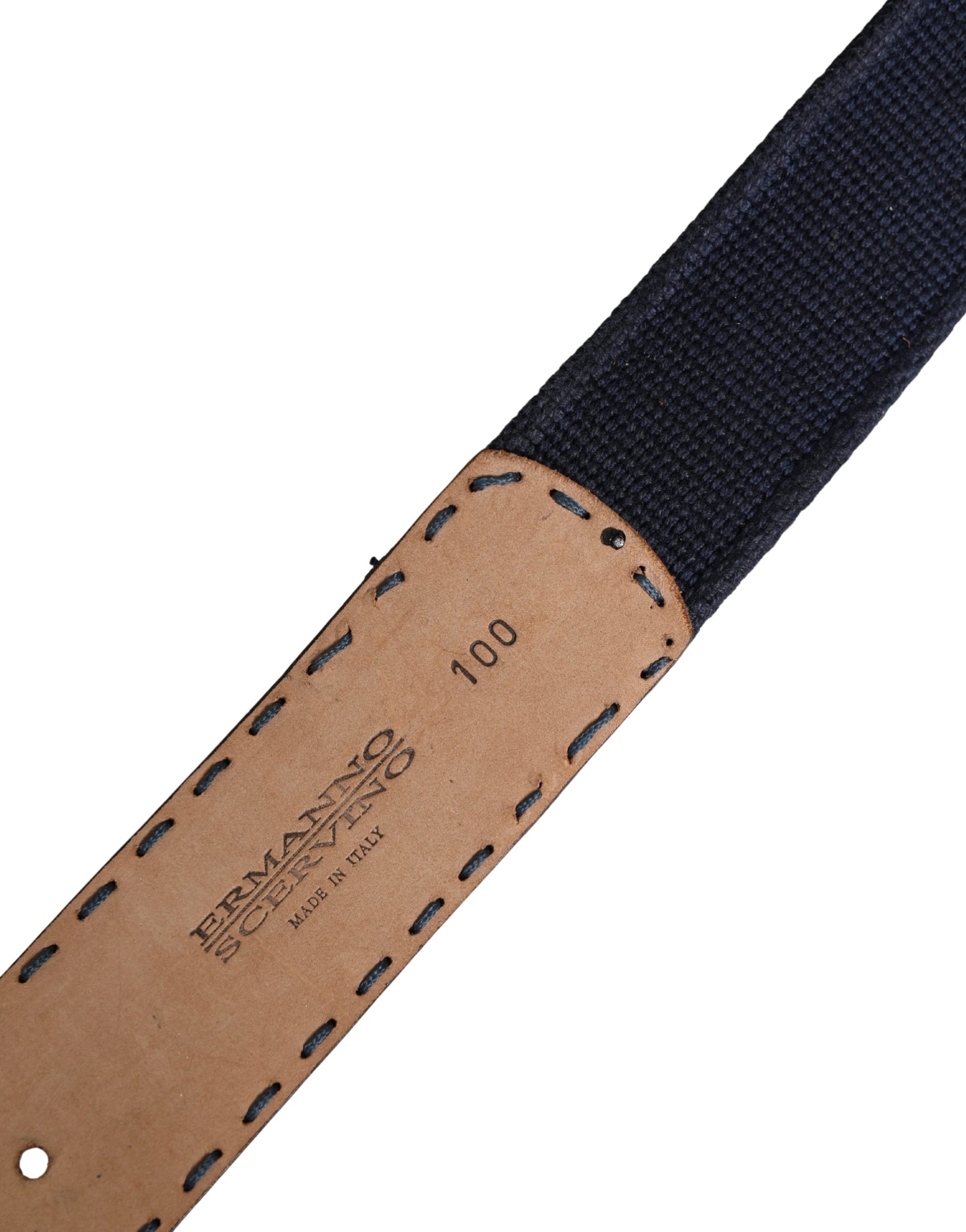 Ceinture Ermanno Scervino en toile bleu foncé avec boucle en métal argenté