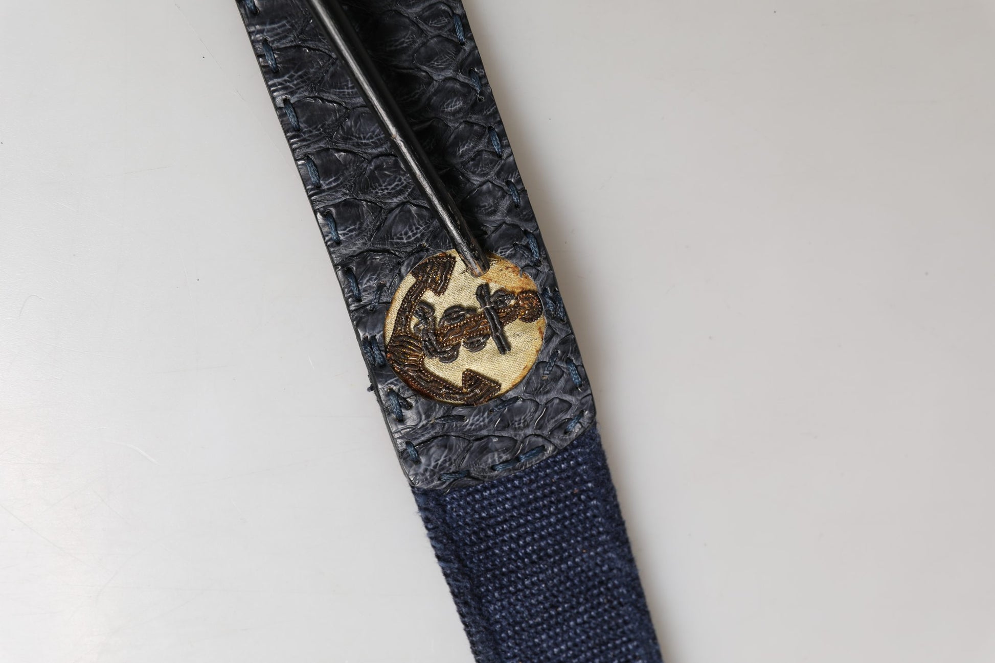Ceinture Ermanno Scervino en toile bleu foncé avec boucle en métal argenté