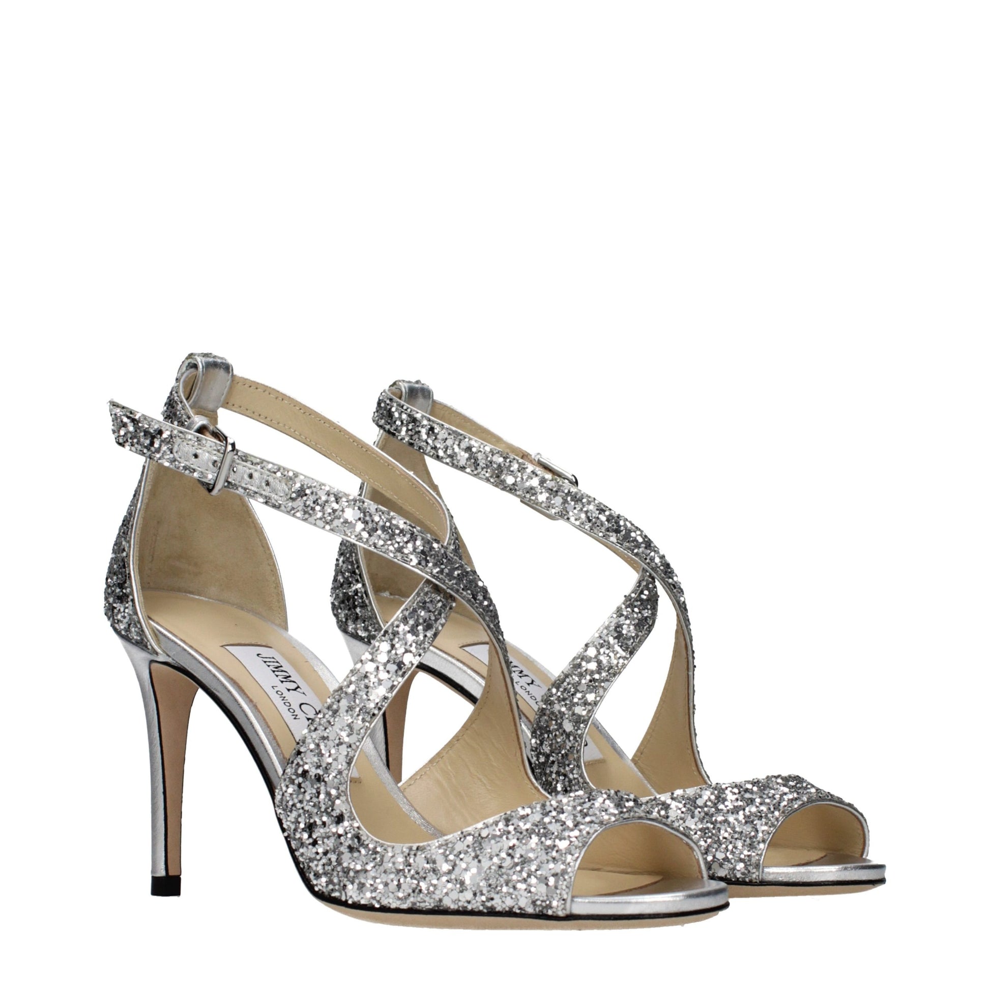 Sandales à lanières grises en plastique Jimmy Choo