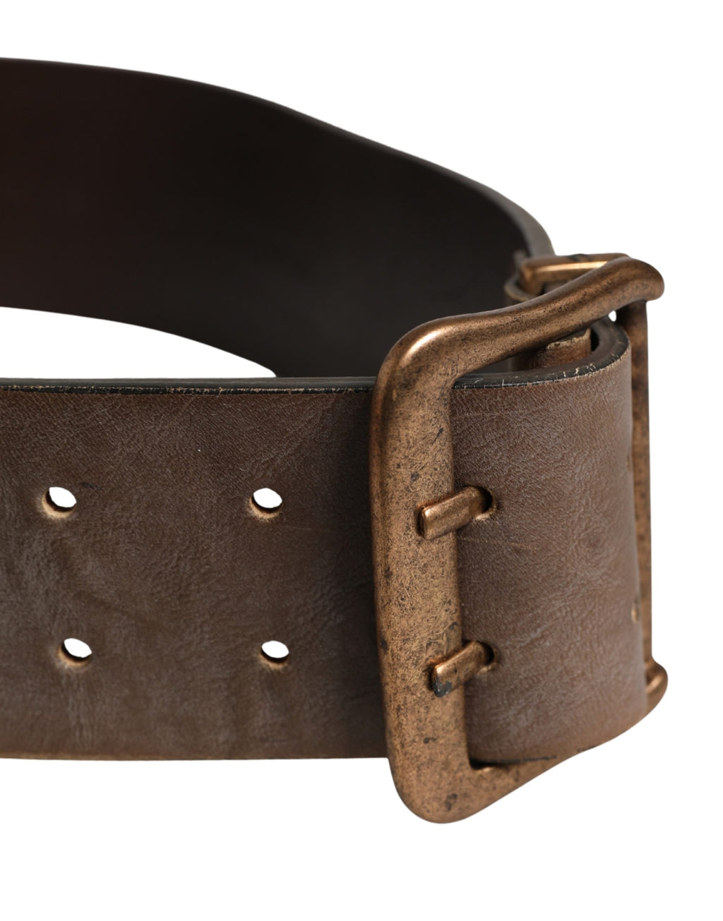 Ceinture Ermanno Scervino en Cuir Marron avec Boucle Large en Métal Doré