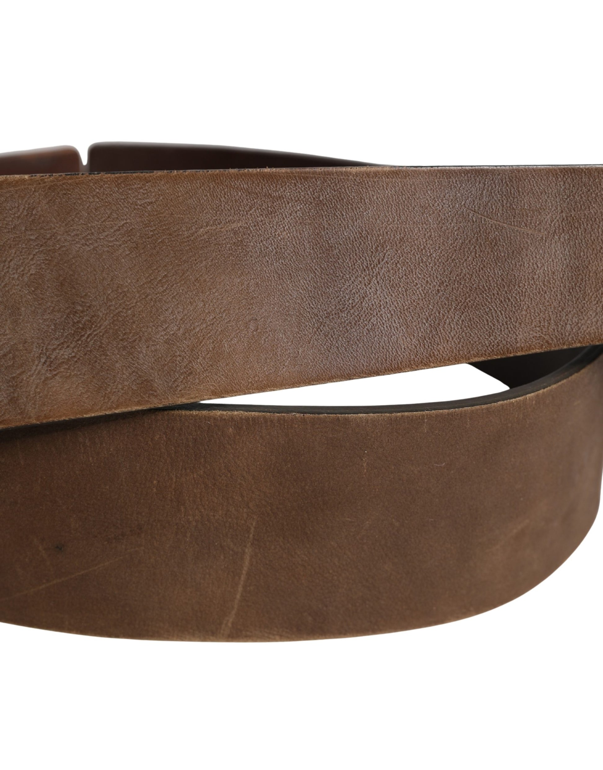 Ceinture Ermanno Scervino en Cuir Marron avec Boucle Large en Métal Doré