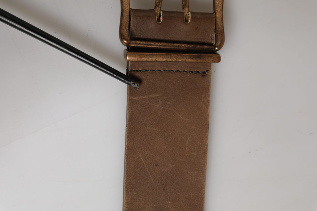 Ceinture Ermanno Scervino en Cuir Marron avec Boucle Large en Métal Doré