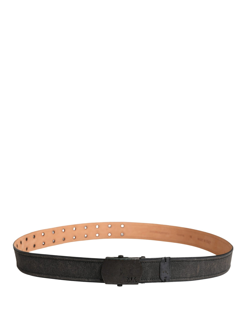 Ceinture Ermanno Scervino en cuir noir, coton et boucle ardillon métallique siglée