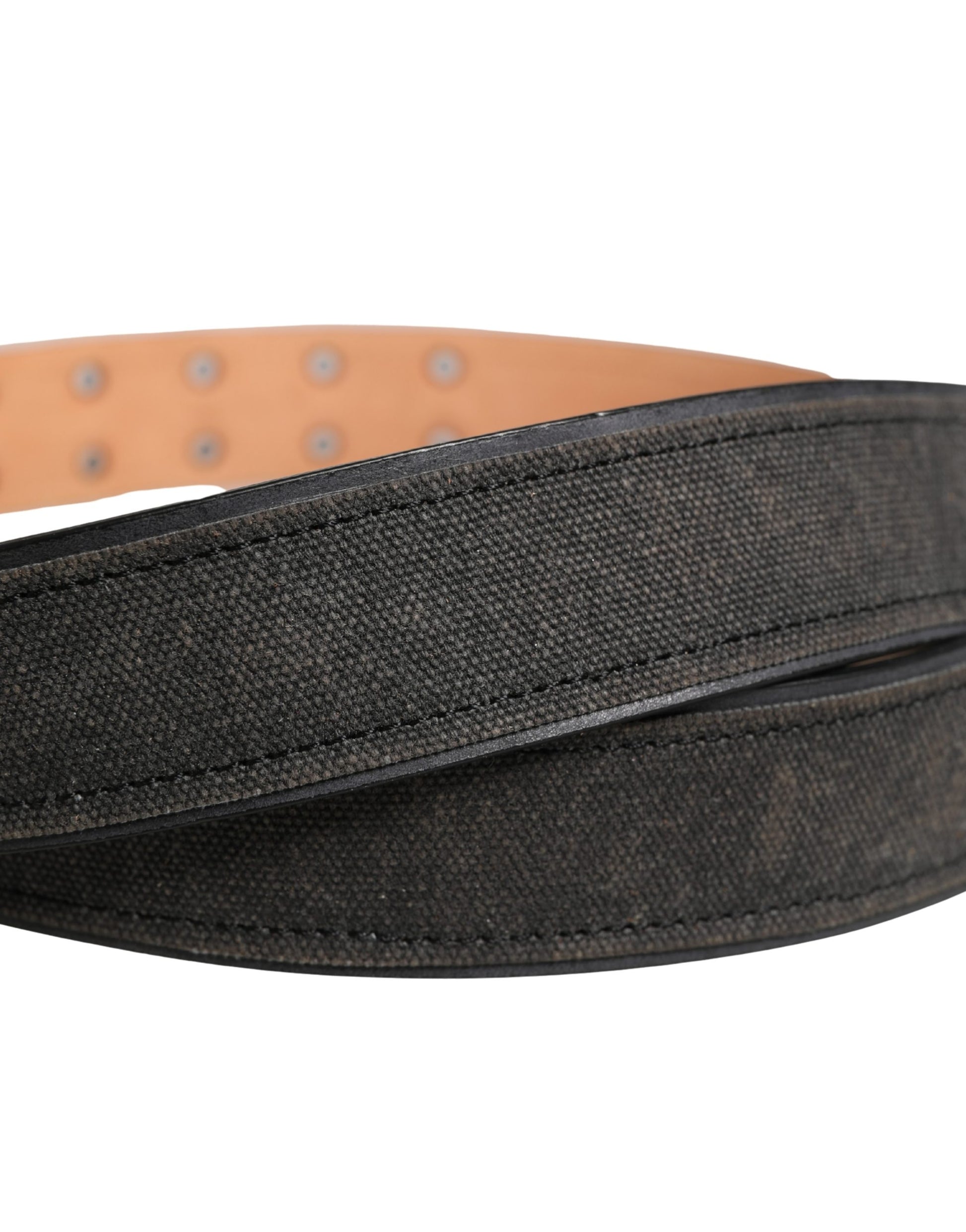 Ceinture Ermanno Scervino en cuir noir, coton et boucle ardillon métallique siglée