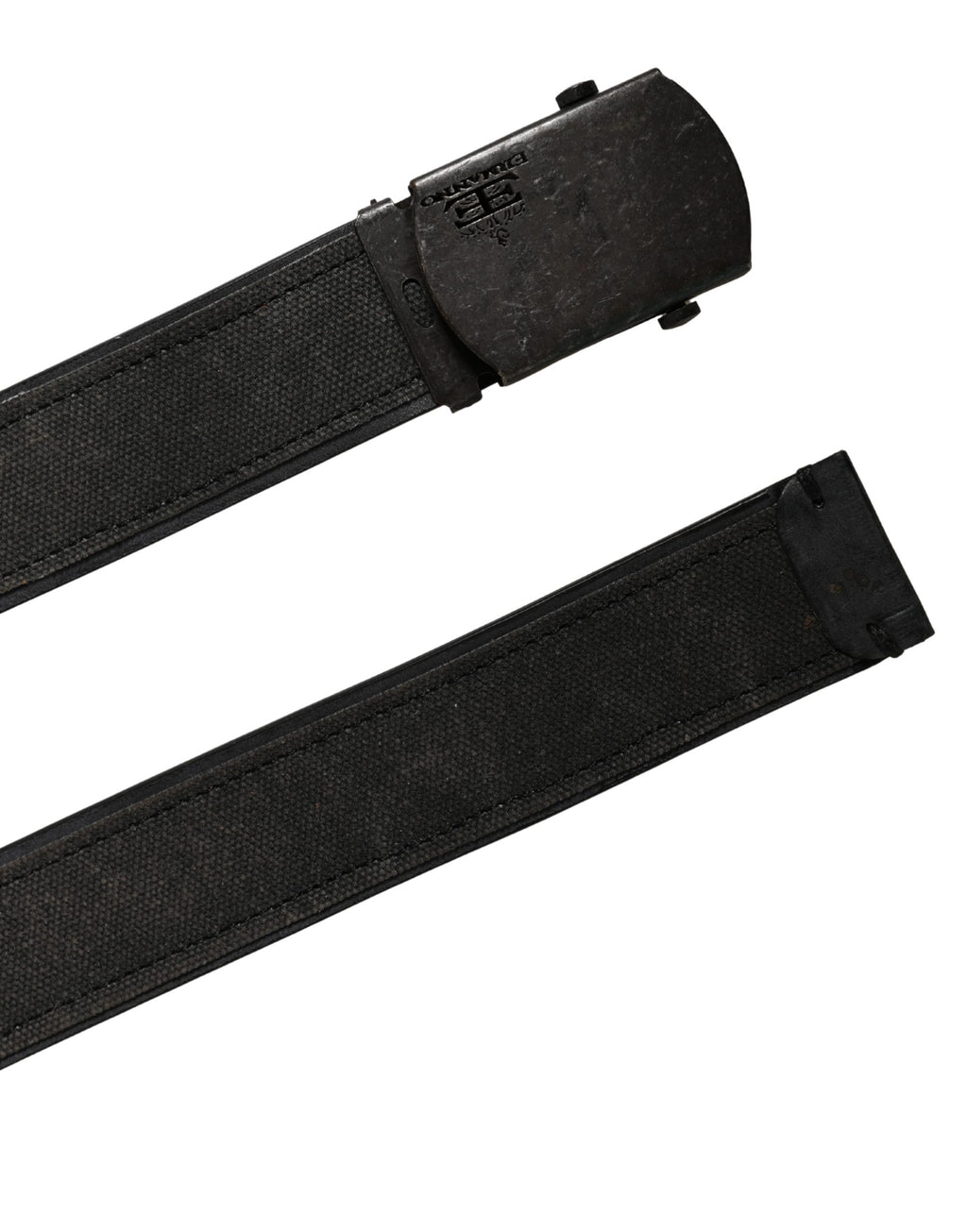 Ceinture Ermanno Scervino en cuir noir, coton et boucle ardillon métallique siglée
