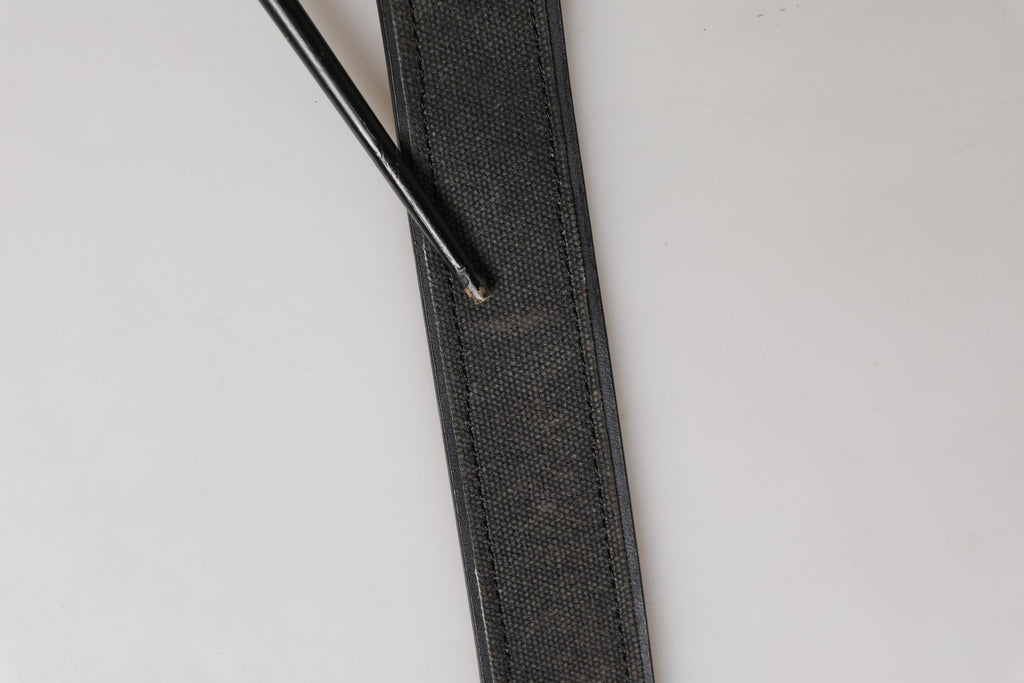Ceinture Ermanno Scervino en cuir noir, coton et boucle ardillon métallique siglée