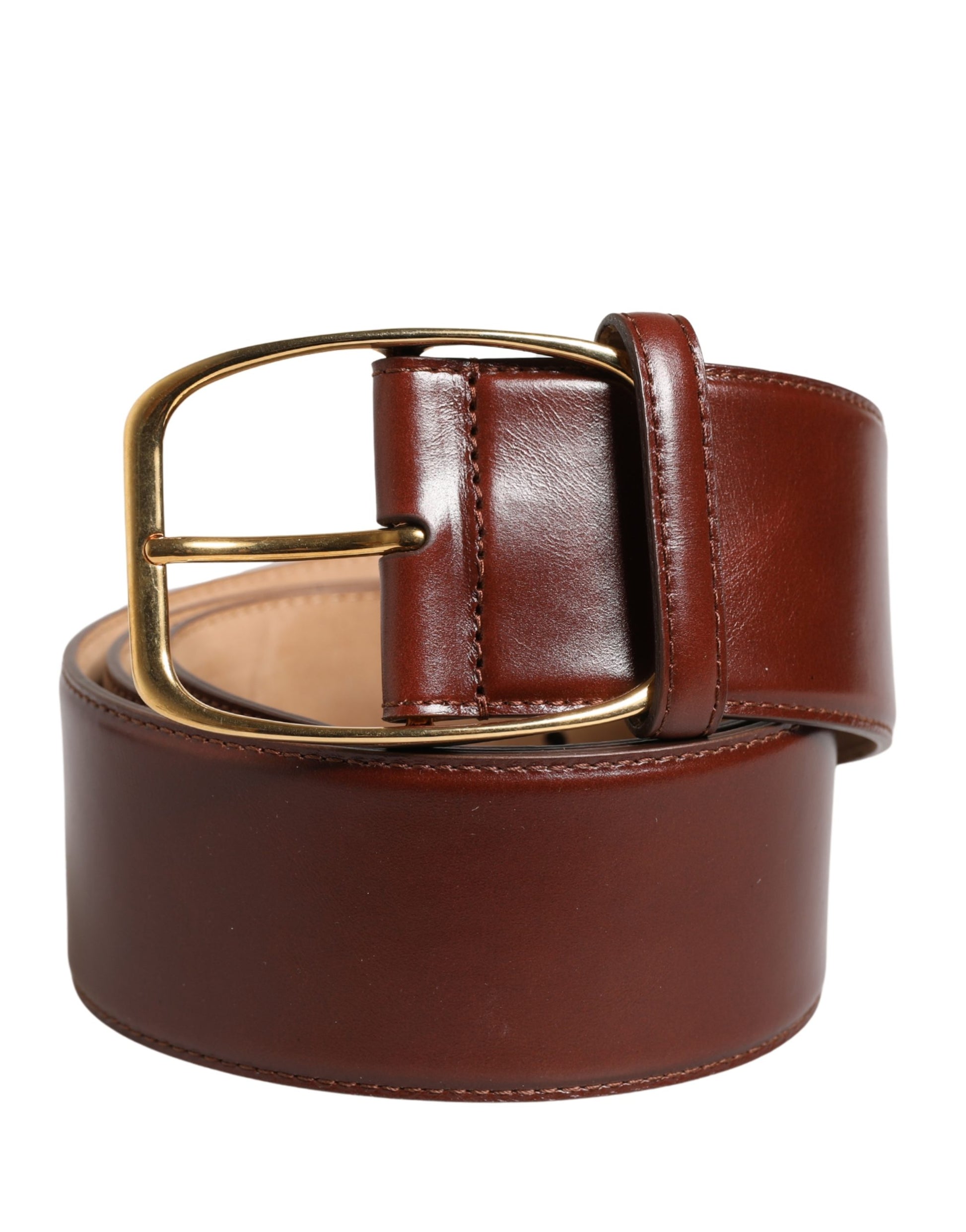 Ceinture Dolce & Gabbana en cuir marron avec boucle en métal doré