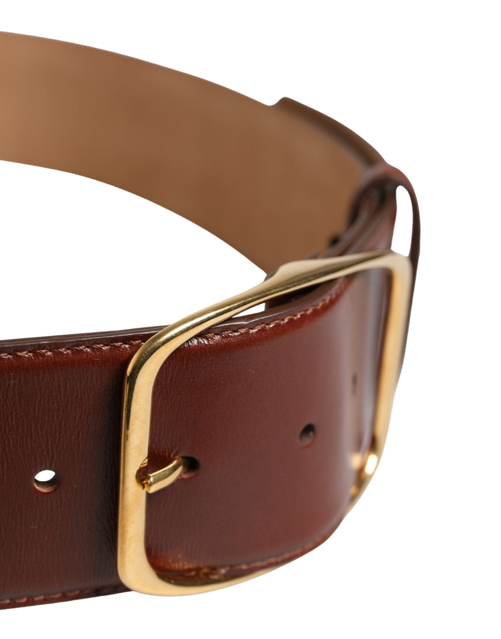 Ceinture Dolce & Gabbana en cuir marron avec boucle en métal doré