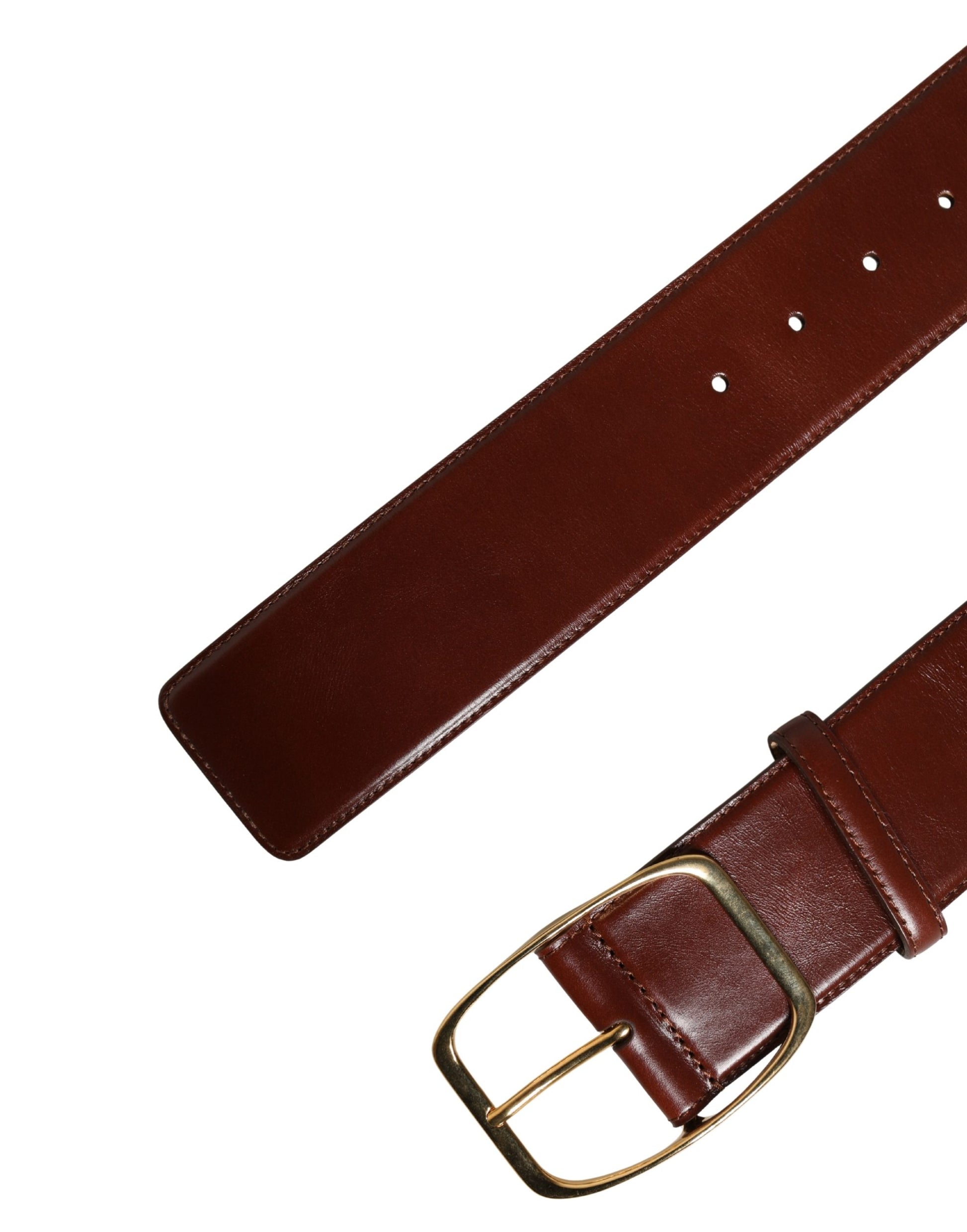 Ceinture Dolce & Gabbana en cuir marron avec boucle en métal doré