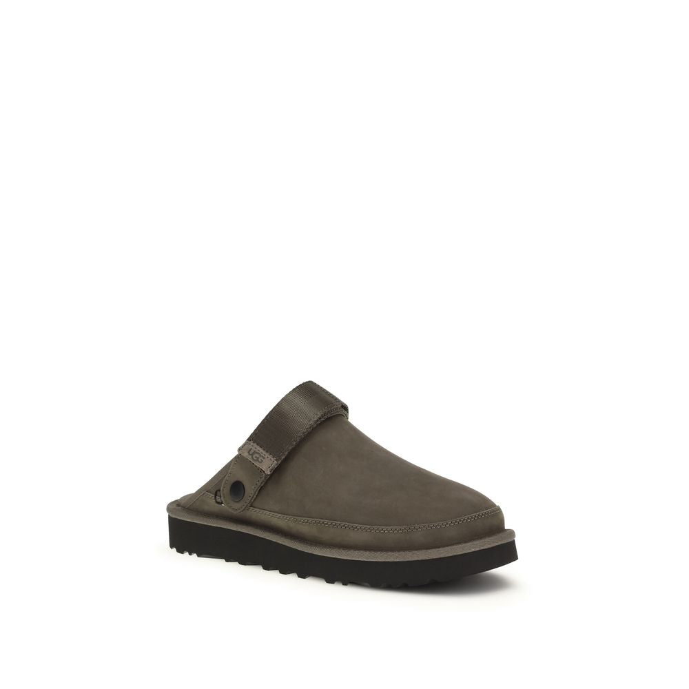 Mules UGG marron en cuir de veau Bos Taurus