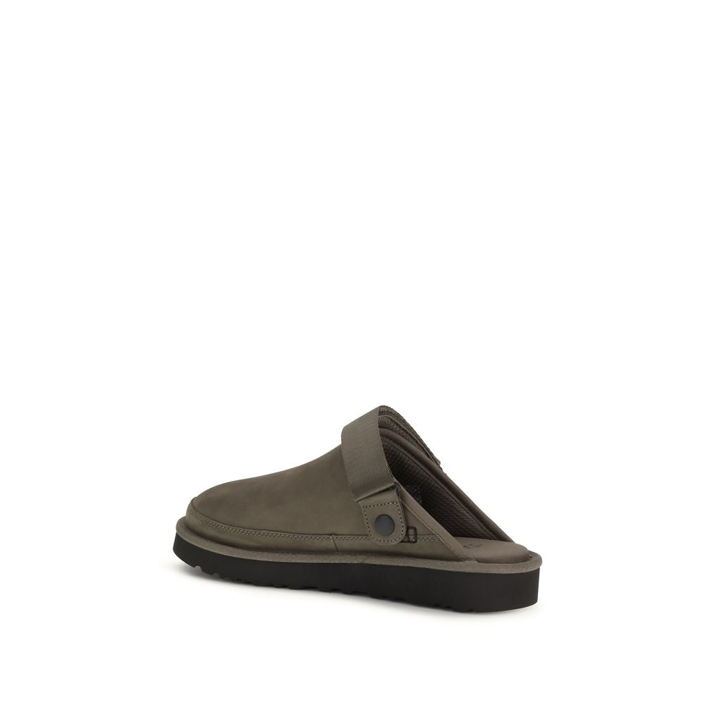 Mules UGG marron en cuir de veau Bos Taurus