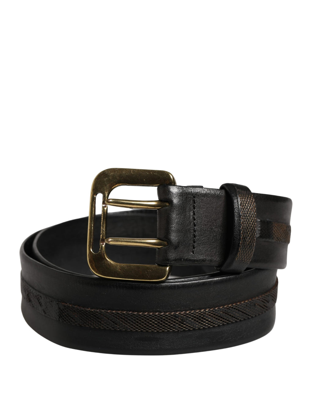 Ceinture Femme PLEIN SUD Cuir Noir Boucle Métal Doré