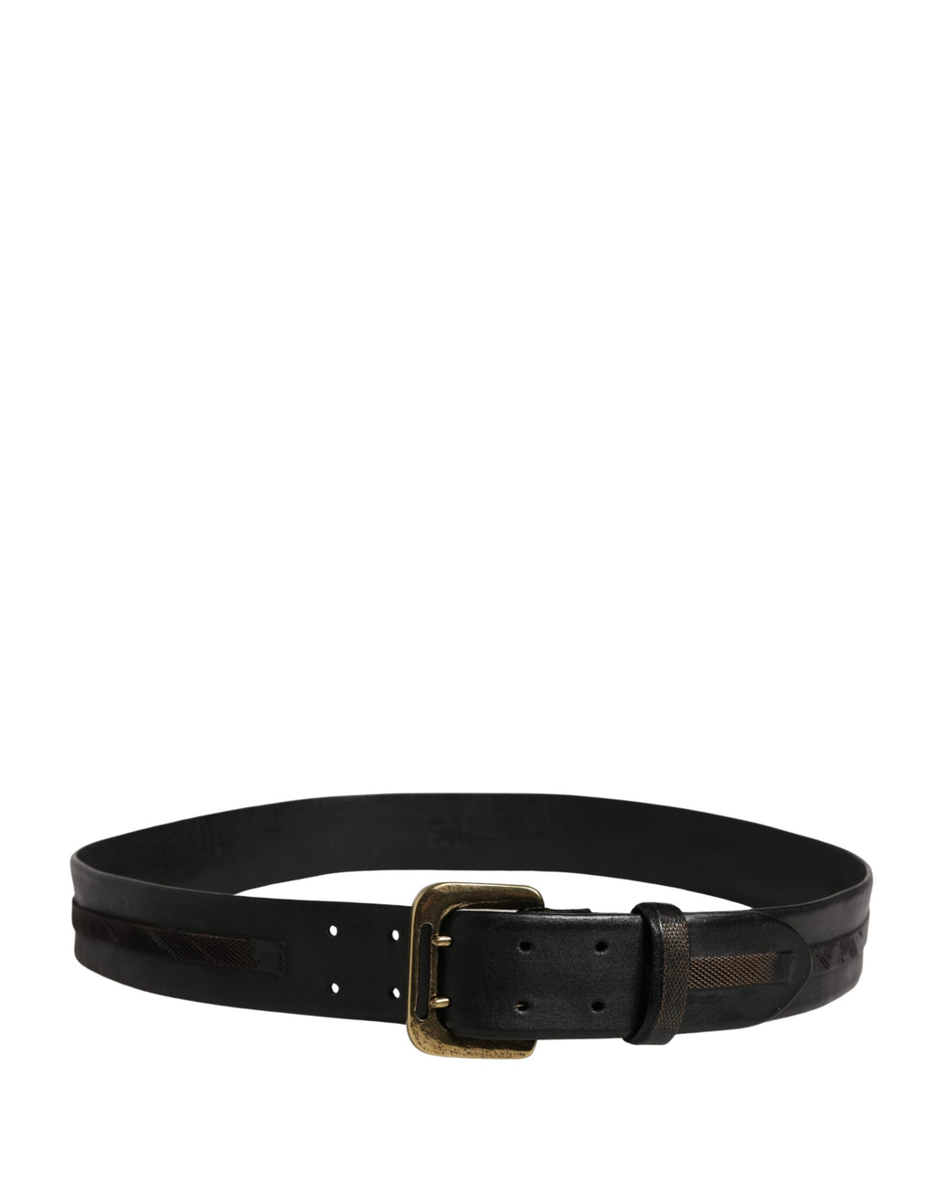 Ceinture Femme PLEIN SUD Cuir Noir Boucle Métal Doré