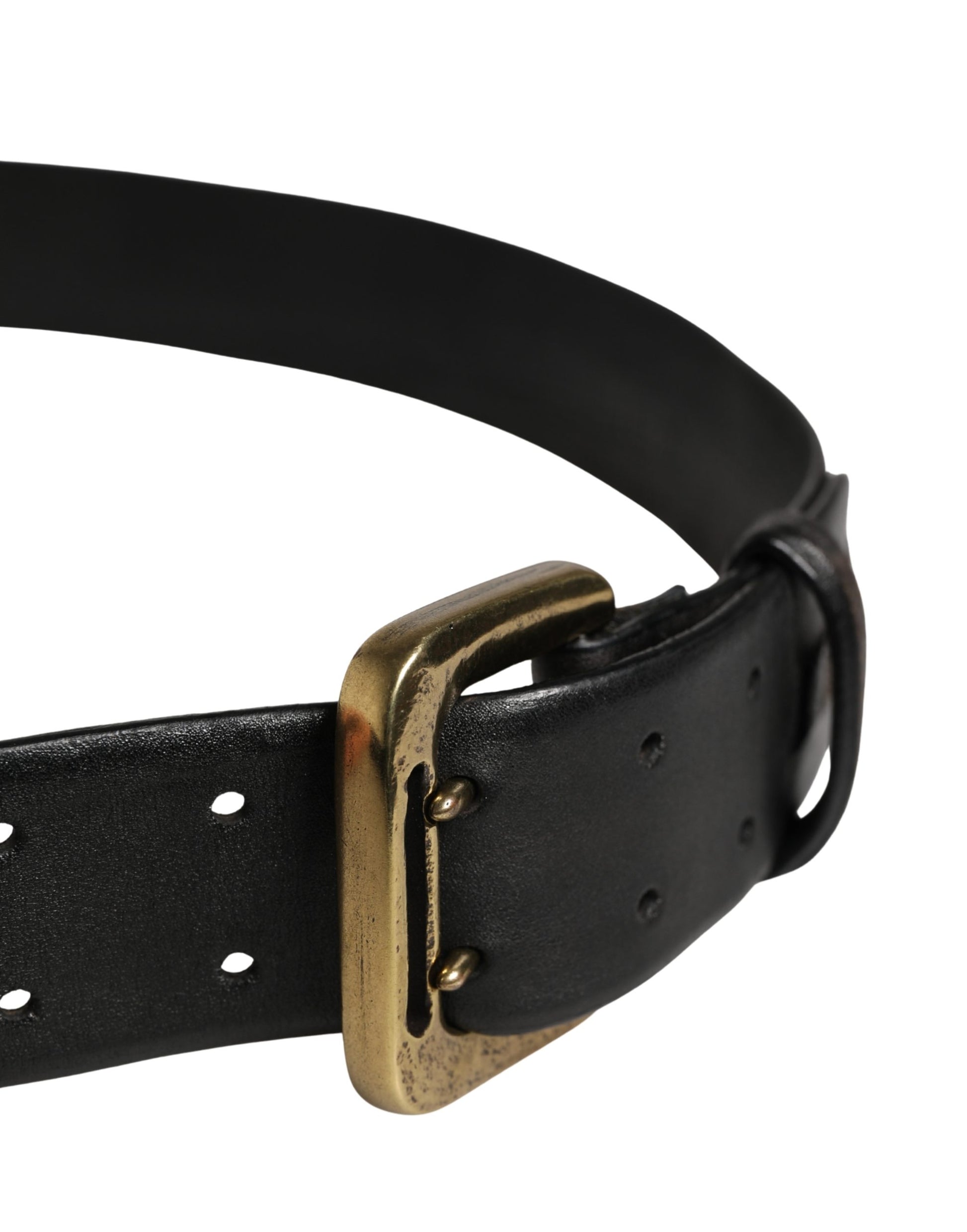 Ceinture Femme PLEIN SUD Cuir Noir Boucle Métal Doré