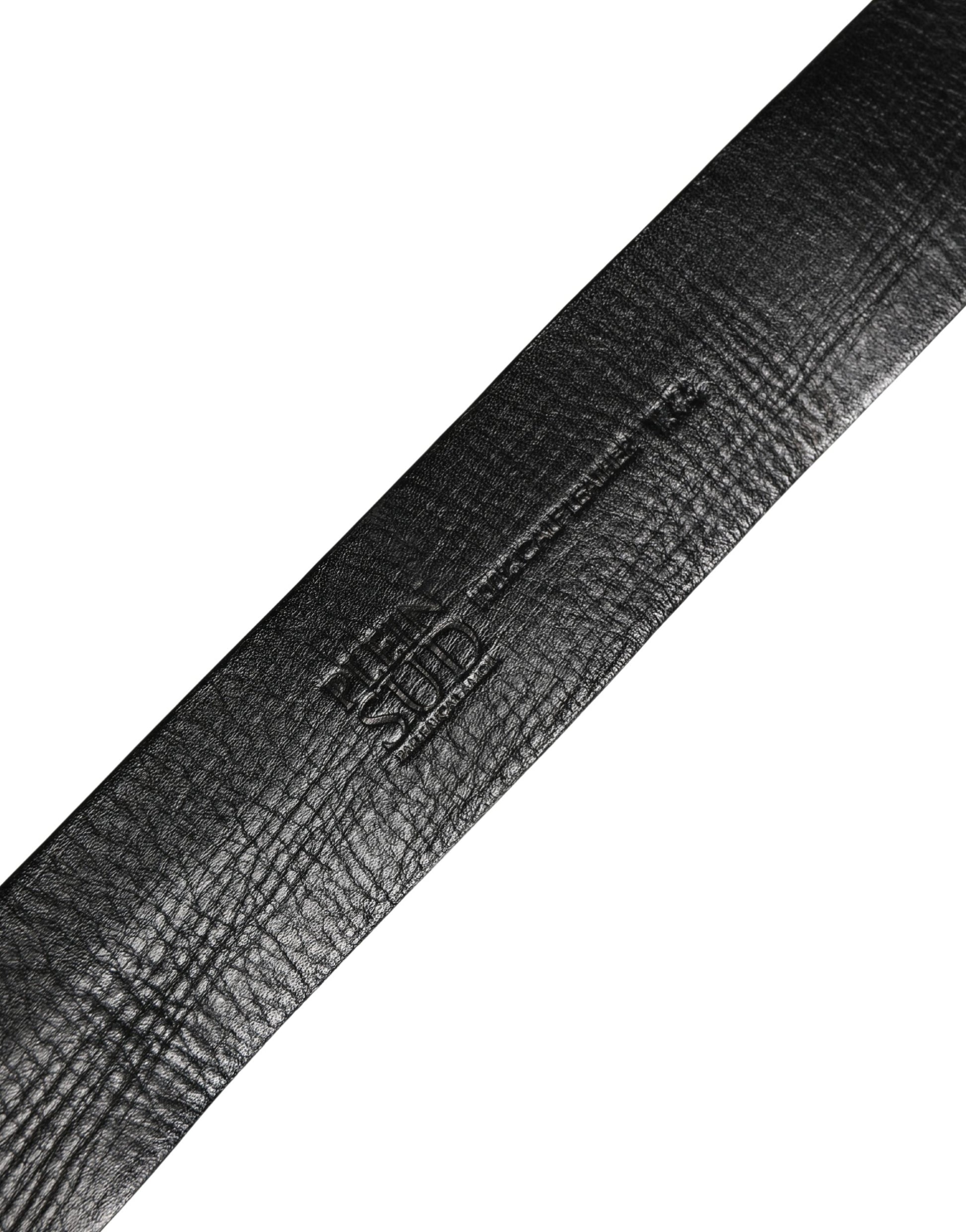Ceinture Femme PLEIN SUD Cuir Noir Boucle Métal Doré