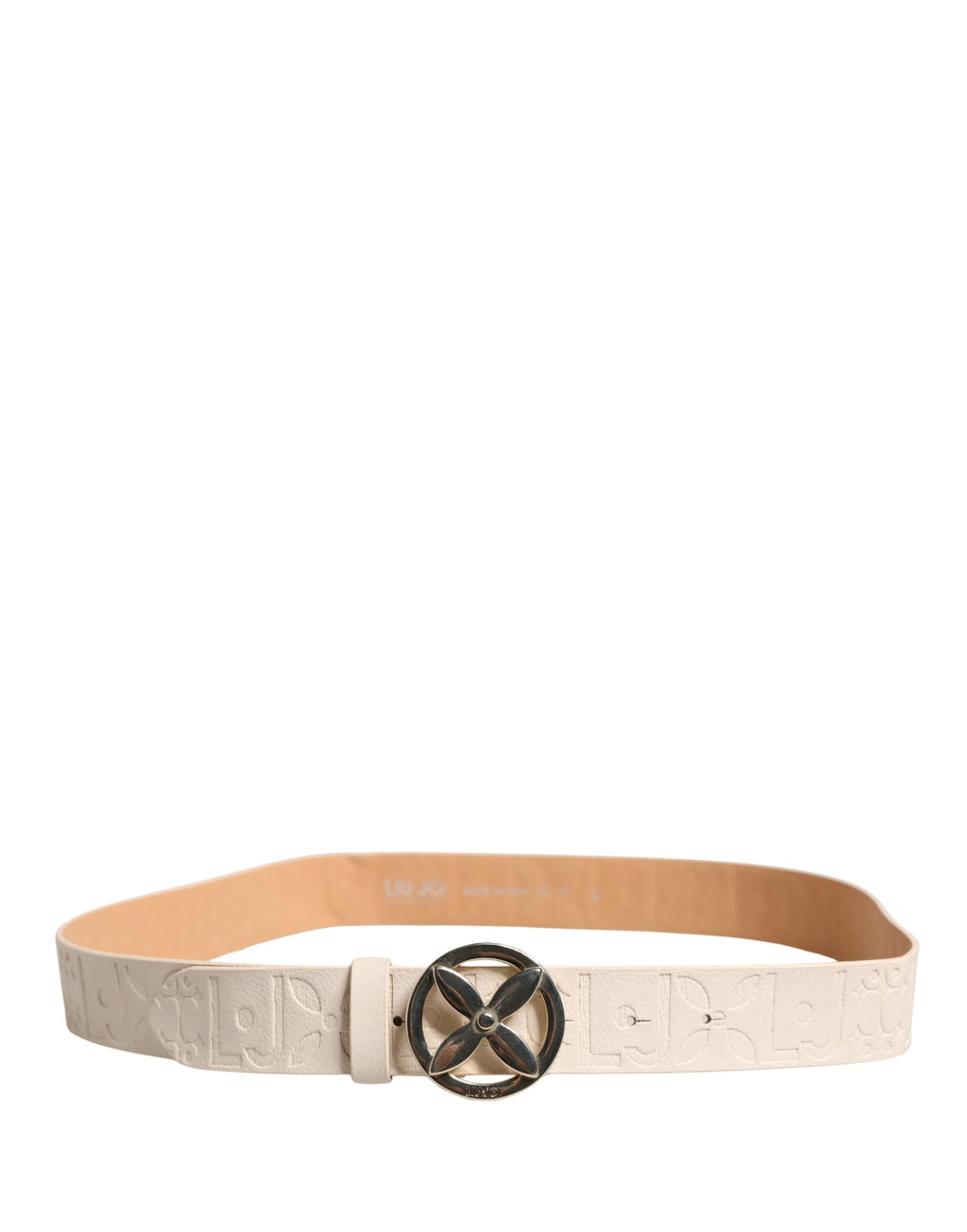 Ceinture large femme Liu Jo en cuir beige avec boucle ardillon en métal argenté