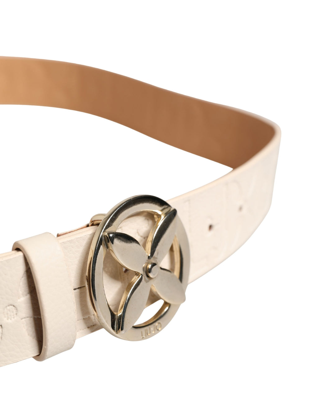 Ceinture large femme Liu Jo en cuir beige avec boucle ardillon en métal argenté
