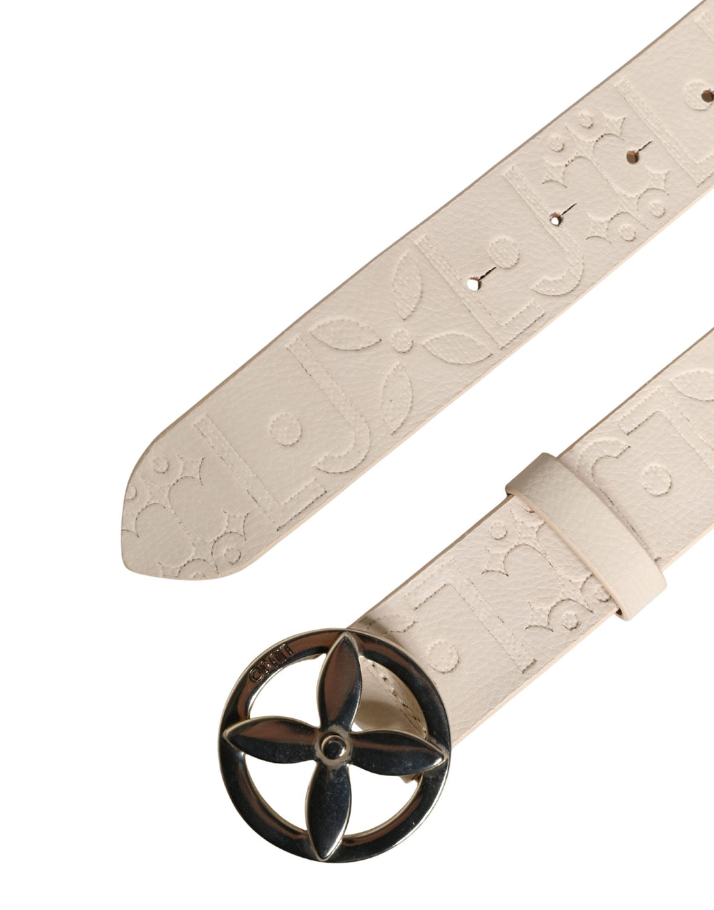 Ceinture large femme Liu Jo en cuir beige avec boucle ardillon en métal argenté