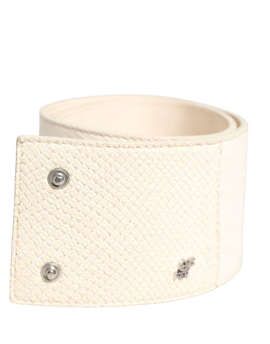 Ceinture GF Ferre en coton ciré blanc cassé à large taille mode