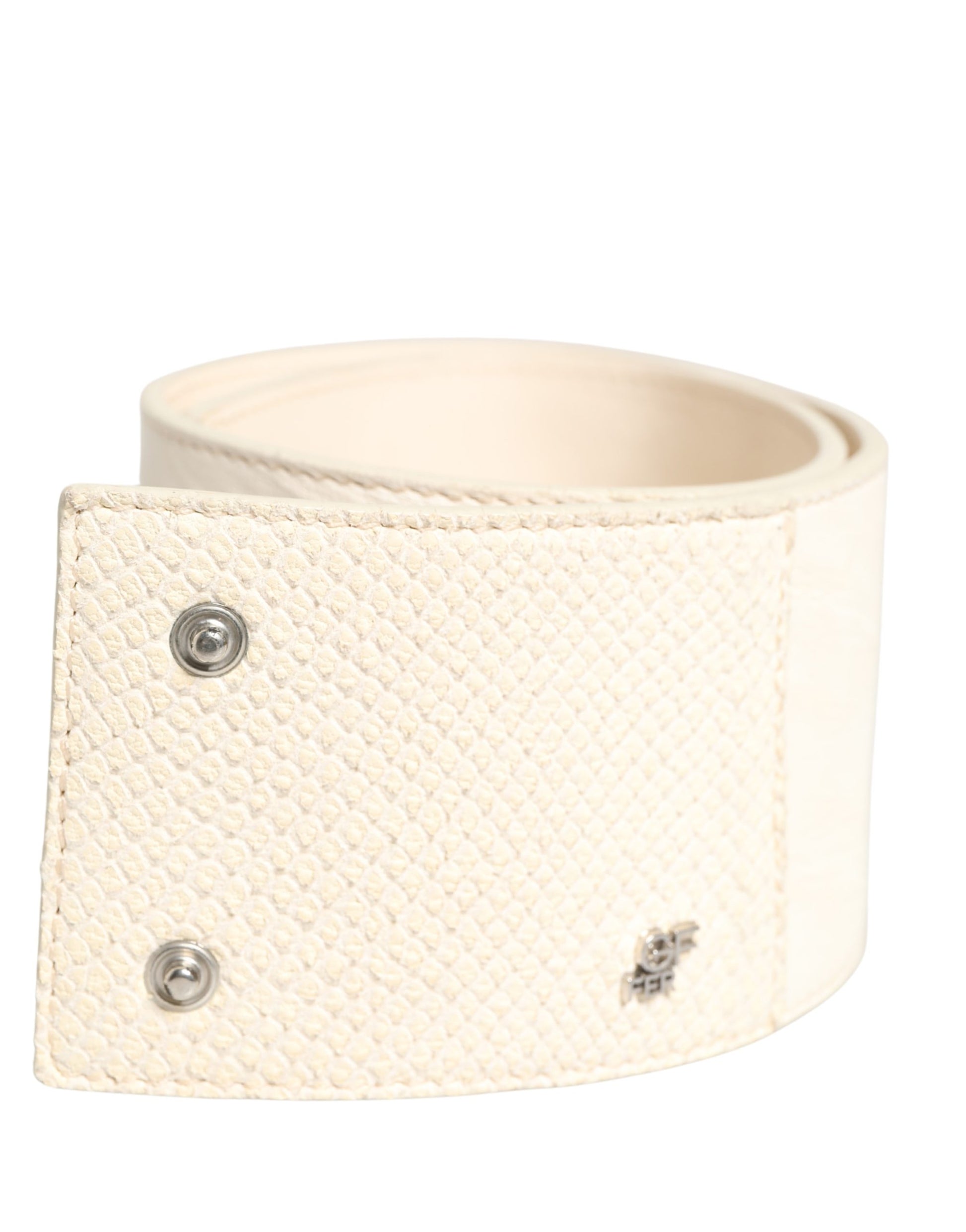 Ceinture GF Ferre en coton ciré blanc cassé à large taille mode