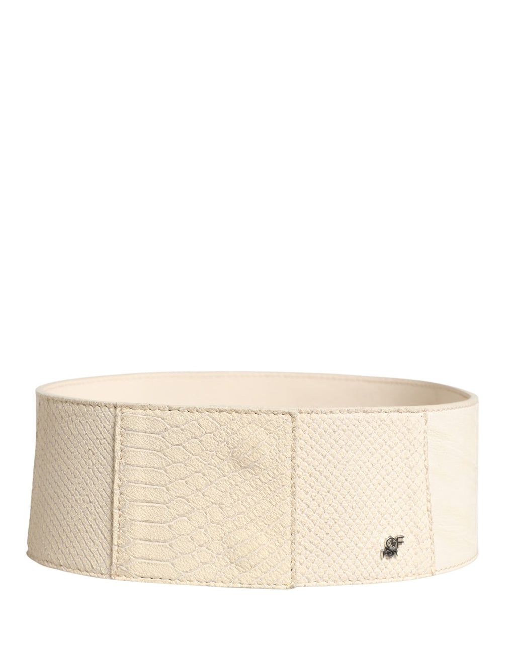 Ceinture GF Ferre en coton ciré blanc cassé à large taille mode