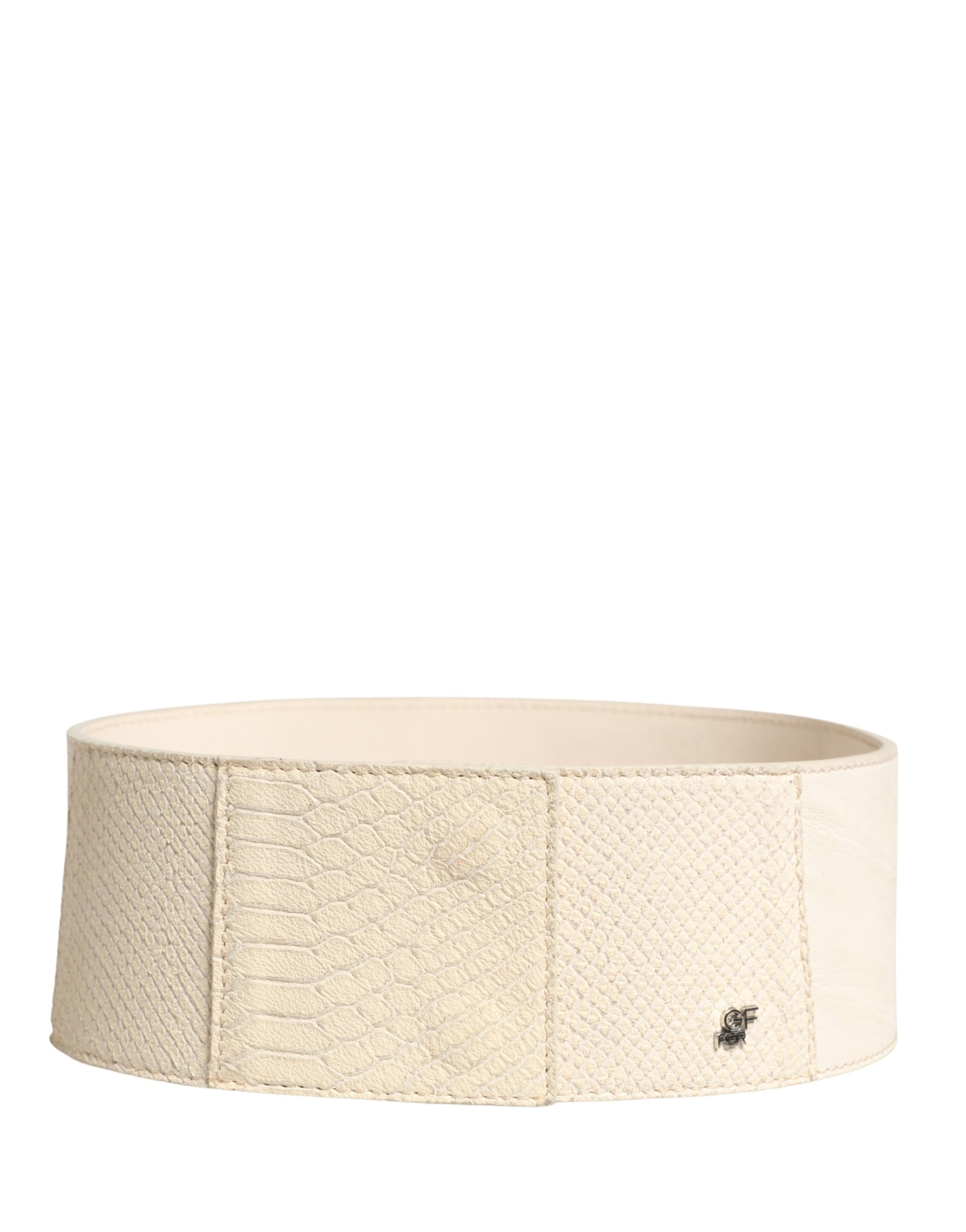Ceinture GF Ferre en coton ciré blanc cassé à large taille mode