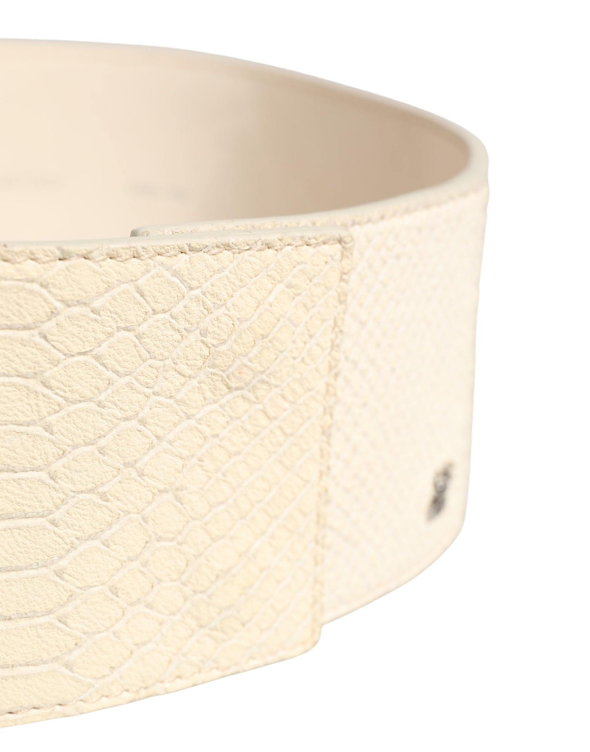 Ceinture GF Ferre en coton ciré blanc cassé à large taille mode