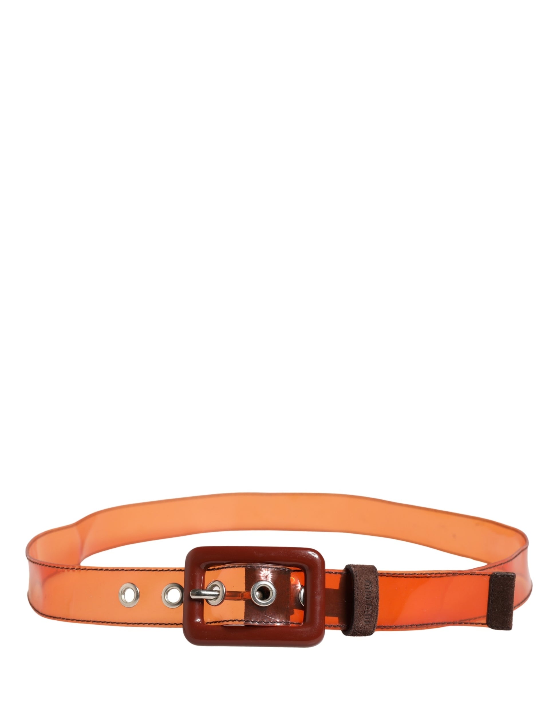 Ceinture Miu Miu en PVC orange pour femme, boucle carrée