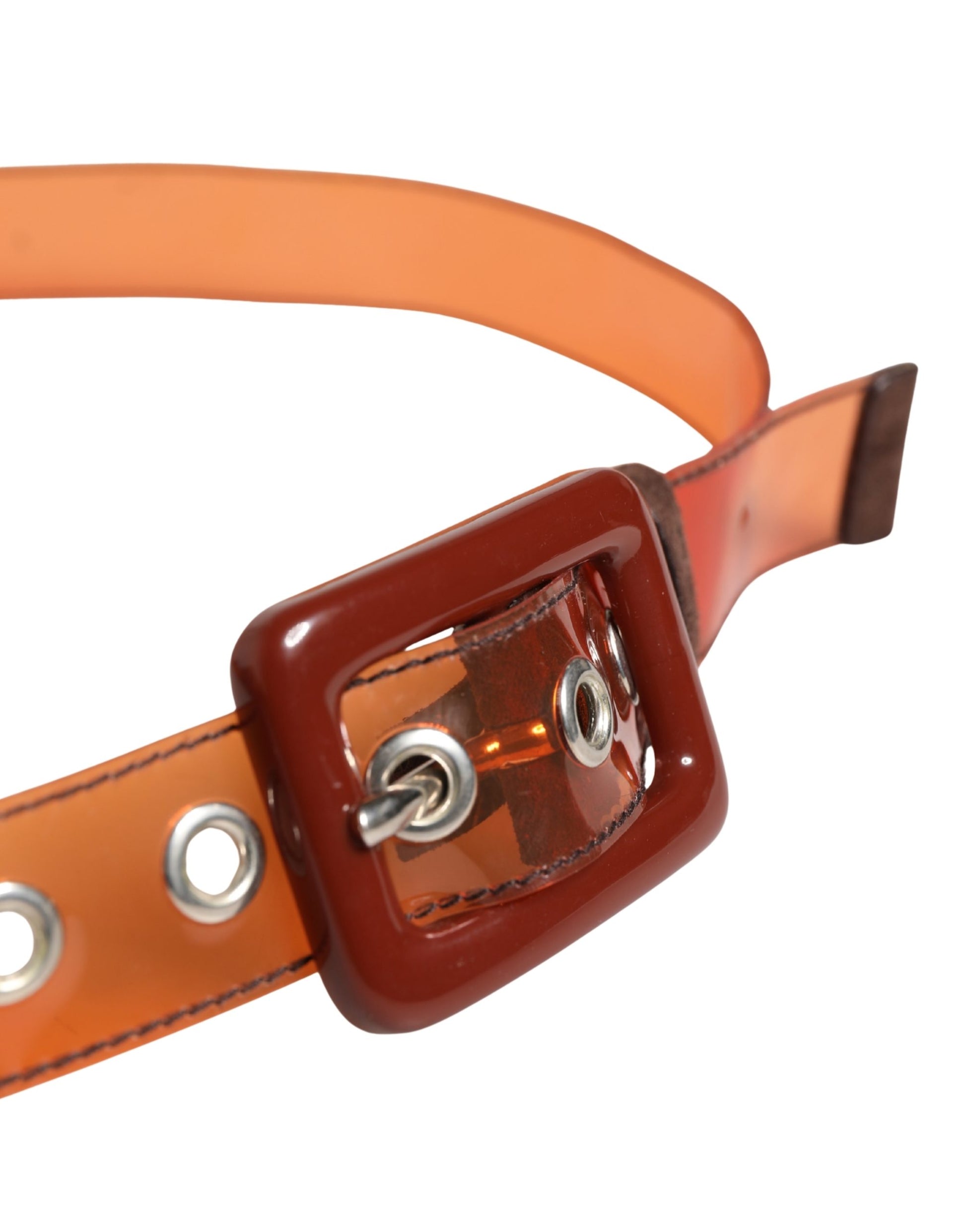 Ceinture Miu Miu en PVC orange pour femme, boucle carrée