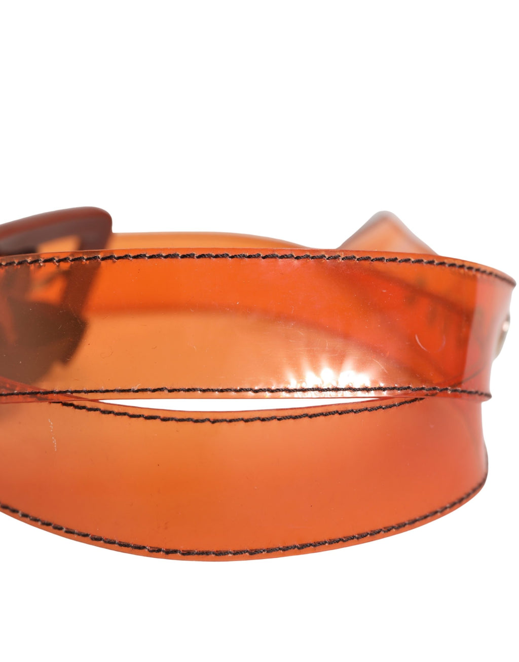 Ceinture Miu Miu en PVC orange pour femme, boucle carrée