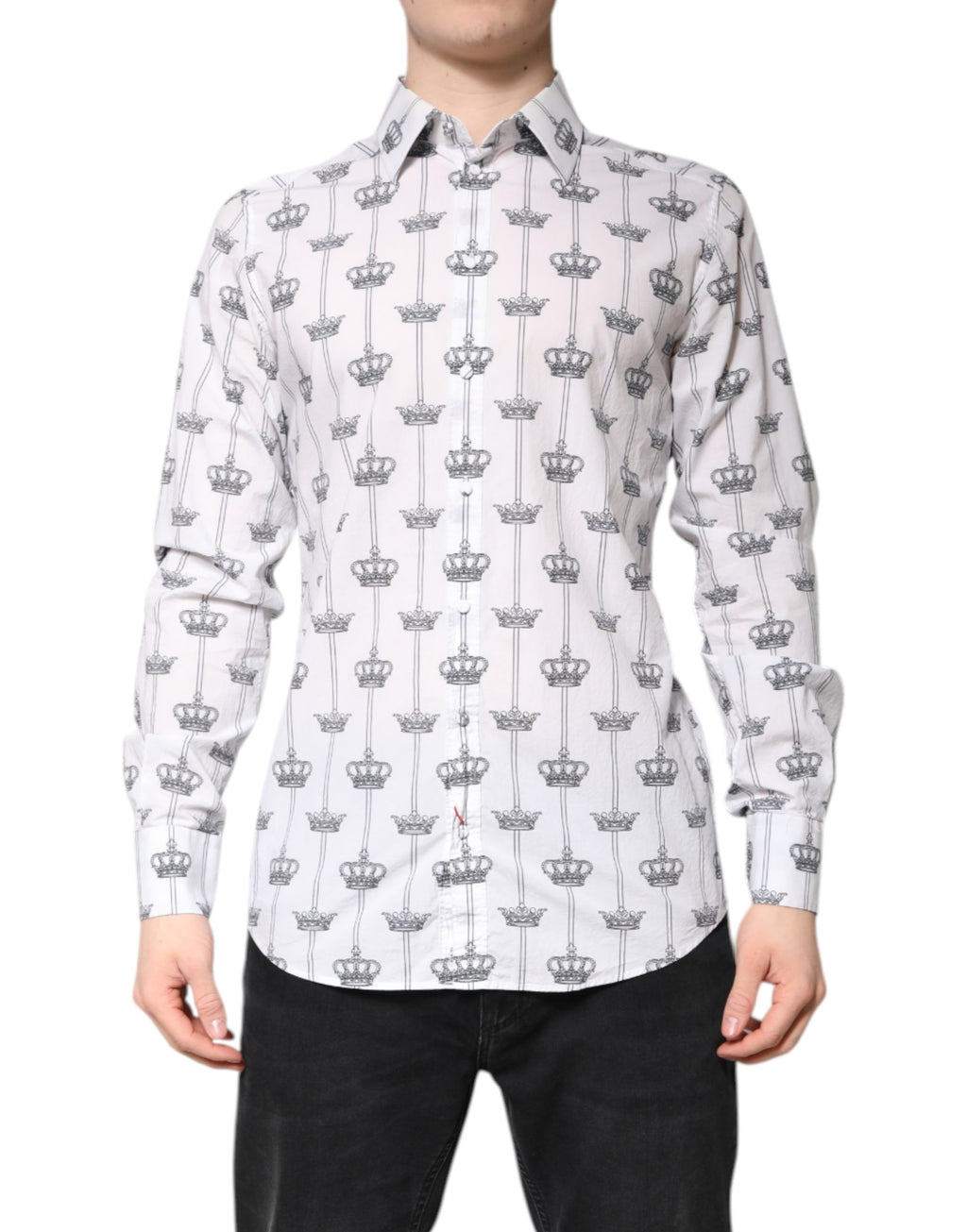 Chemise habillée en coton Dolce & Gabbana GOLD Crown blanche