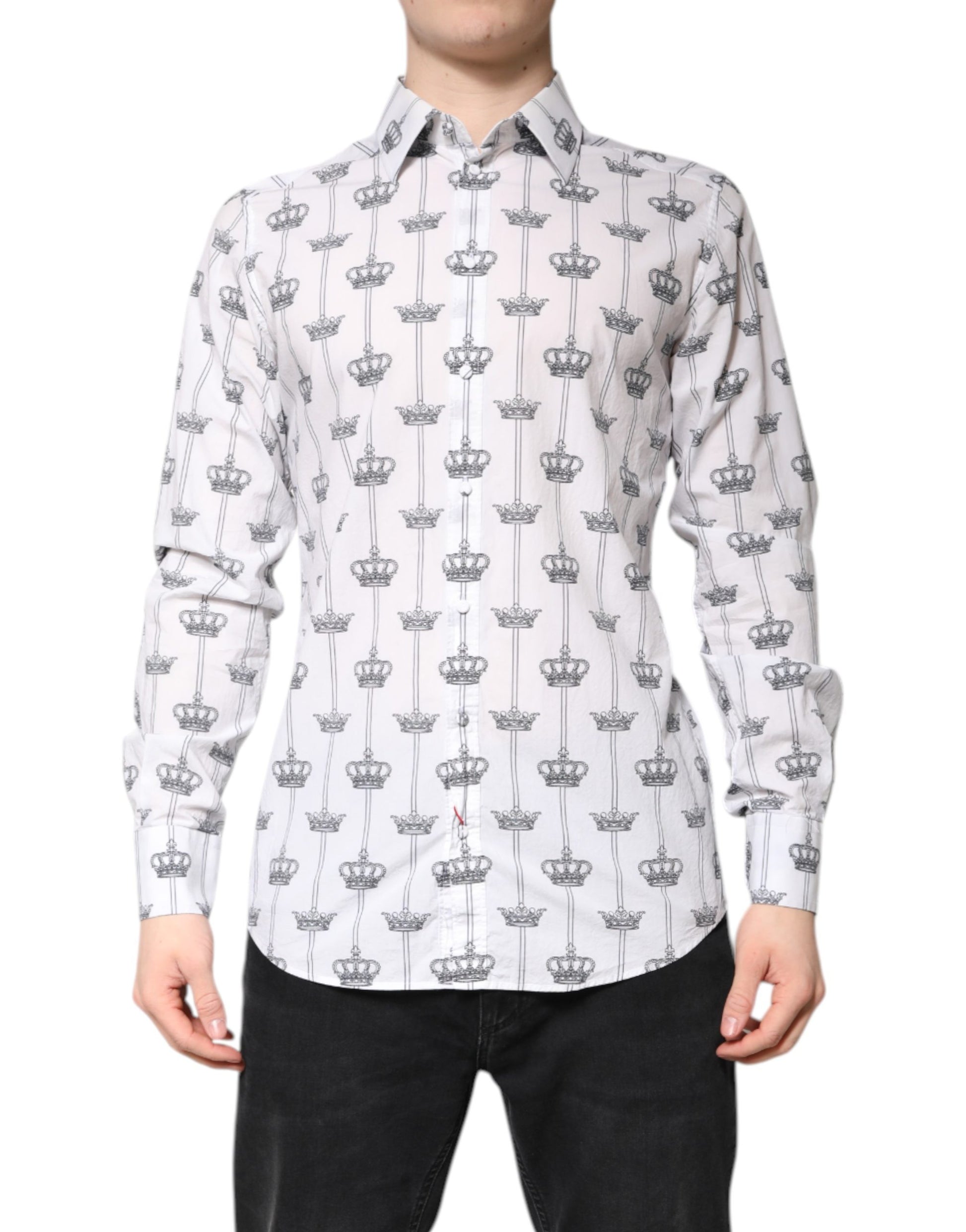 Chemise habillée en coton Dolce & Gabbana GOLD Crown blanche