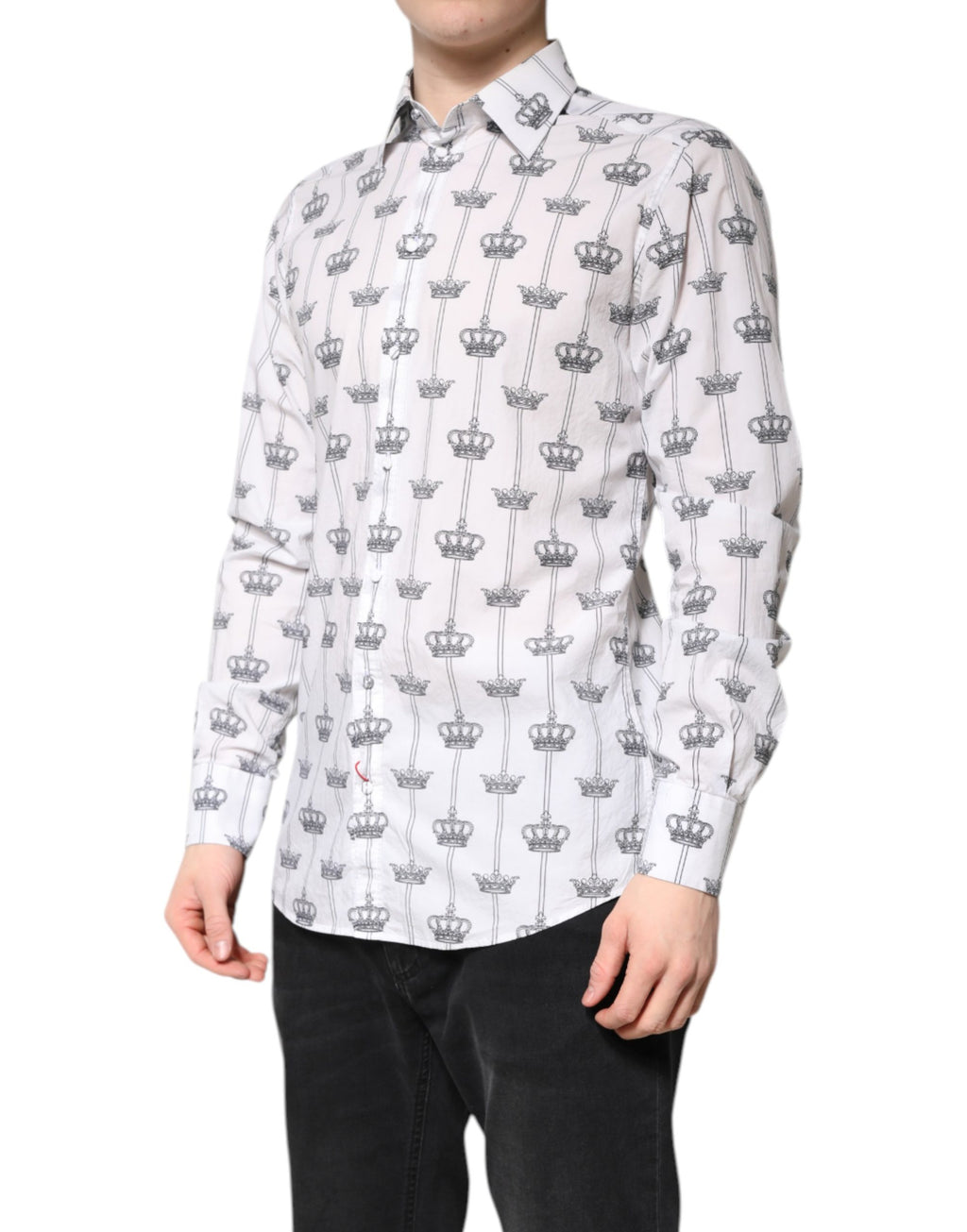 Chemise habillée en coton Dolce & Gabbana GOLD Crown blanche