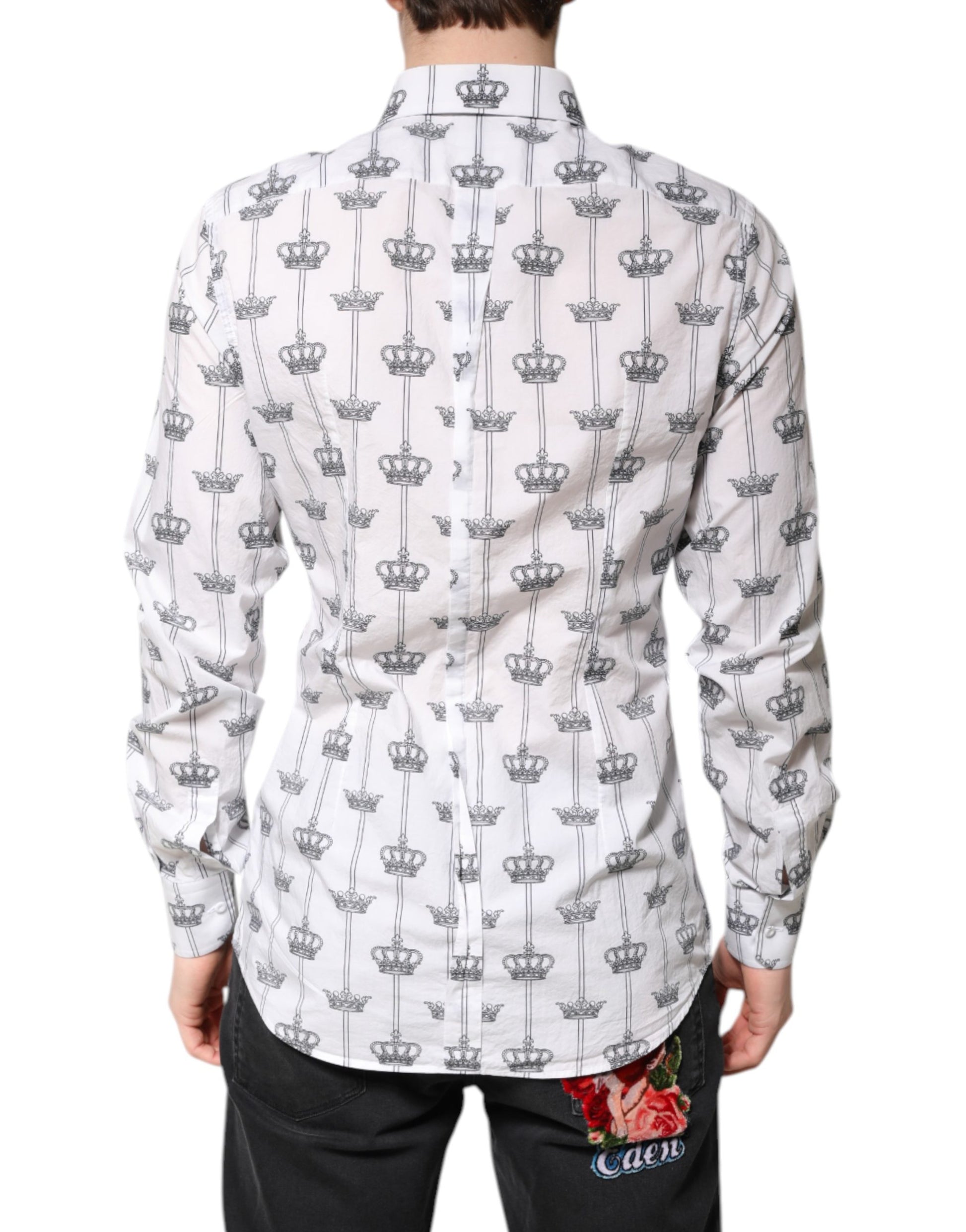 Chemise habillée en coton Dolce & Gabbana GOLD Crown blanche
