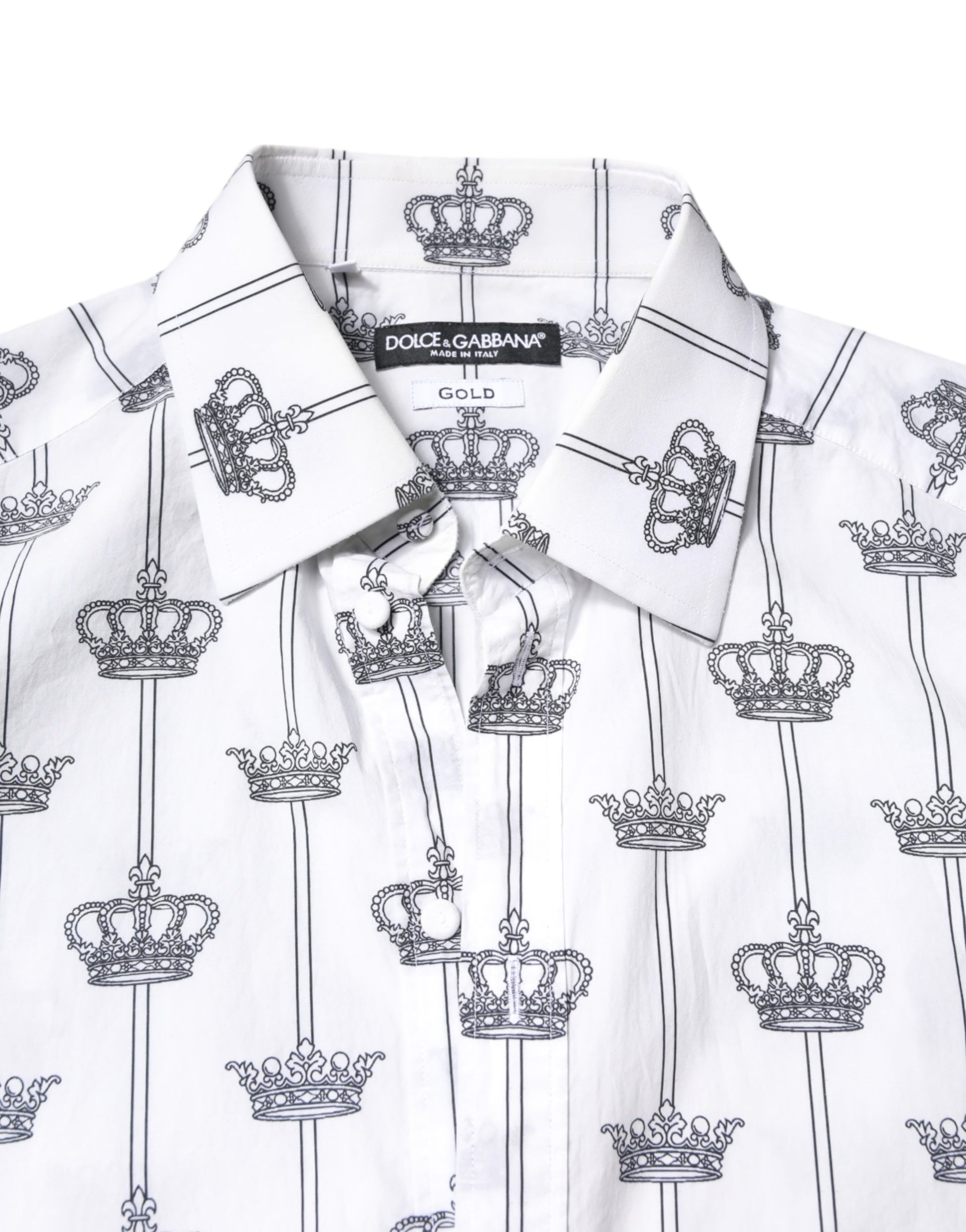 Chemise habillée en coton Dolce & Gabbana GOLD Crown blanche