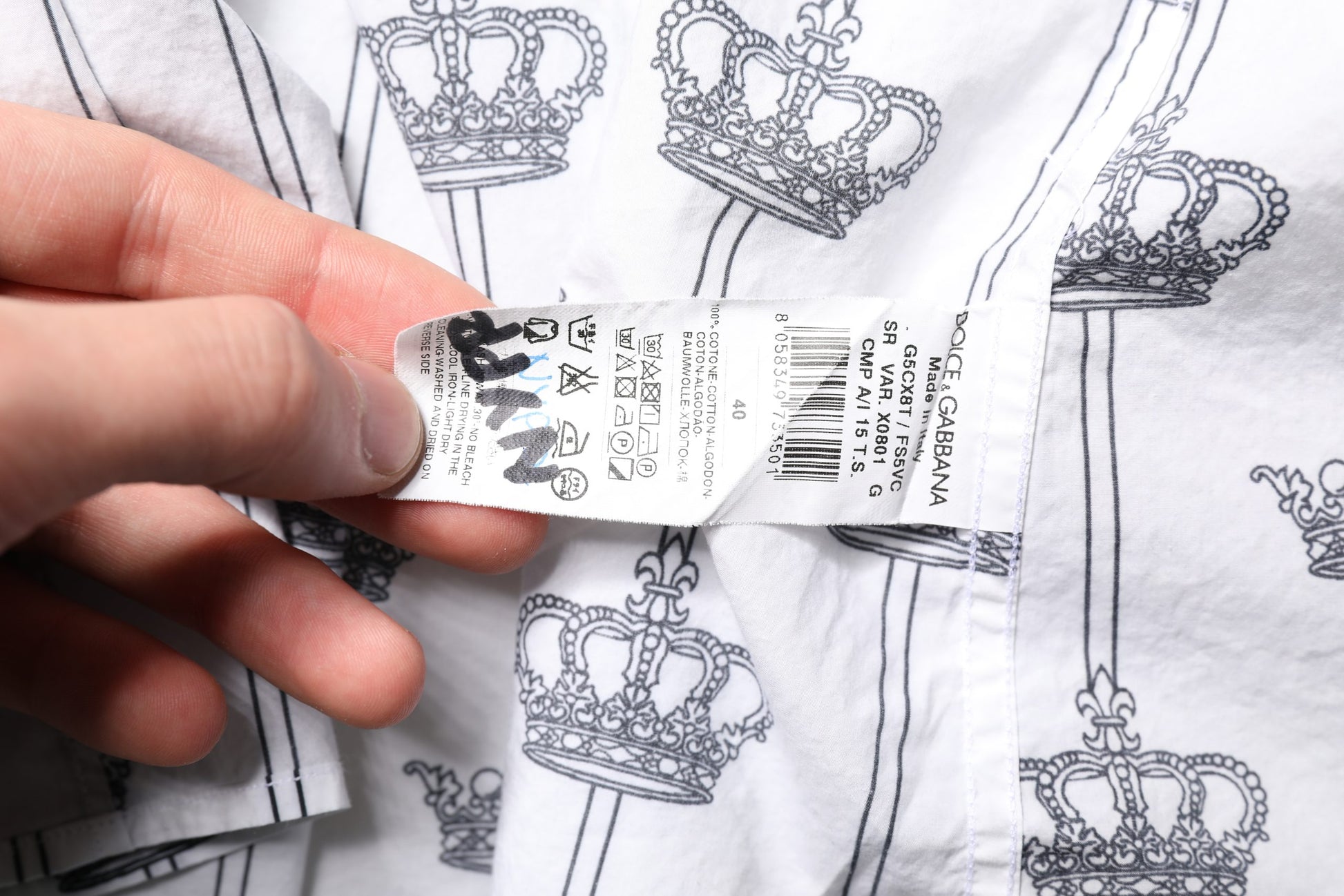 Chemise habillée en coton Dolce & Gabbana GOLD Crown blanche